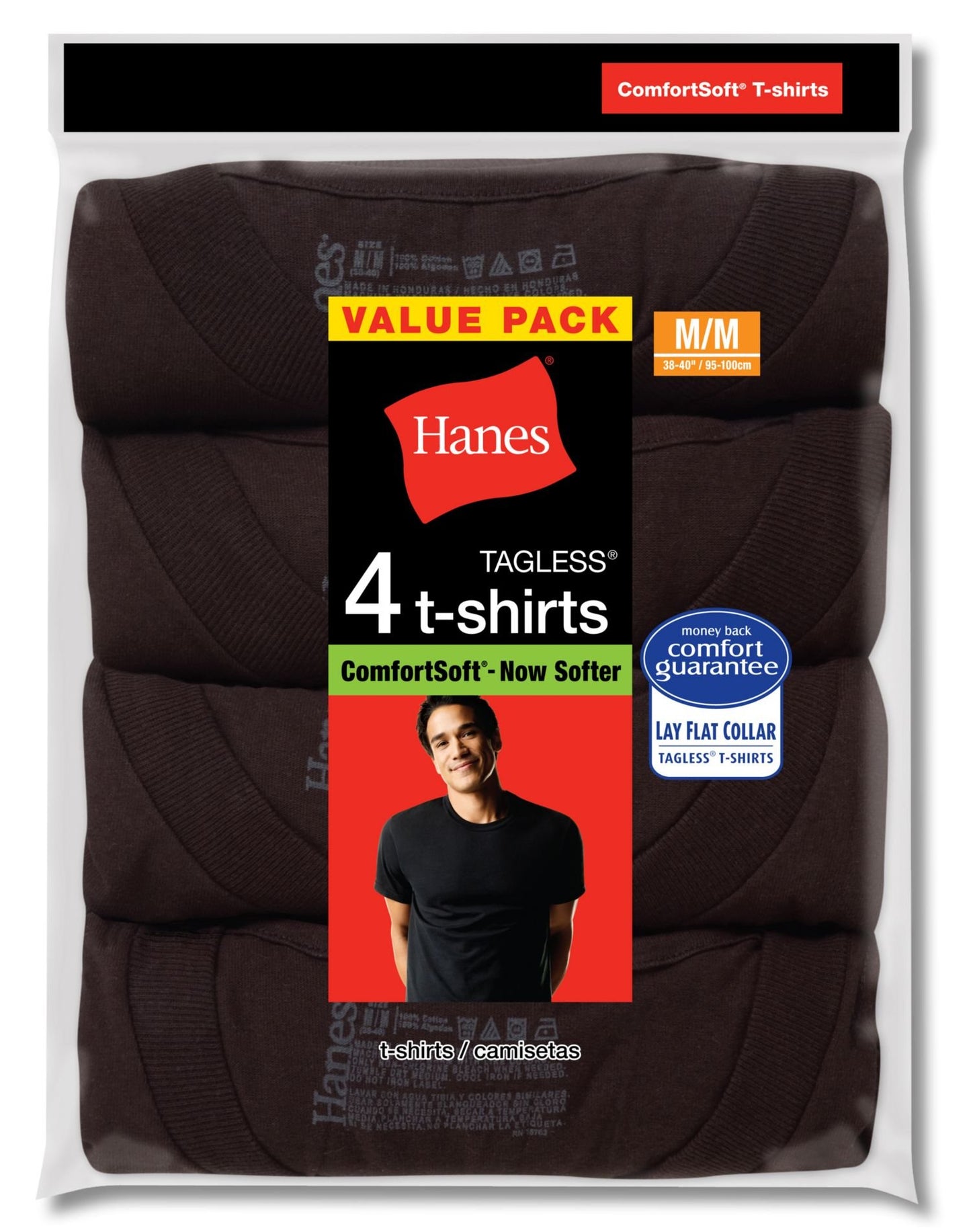 Hanes Mens Comfortsoft Dyed Crew 3 Pack, XX-Large, Black