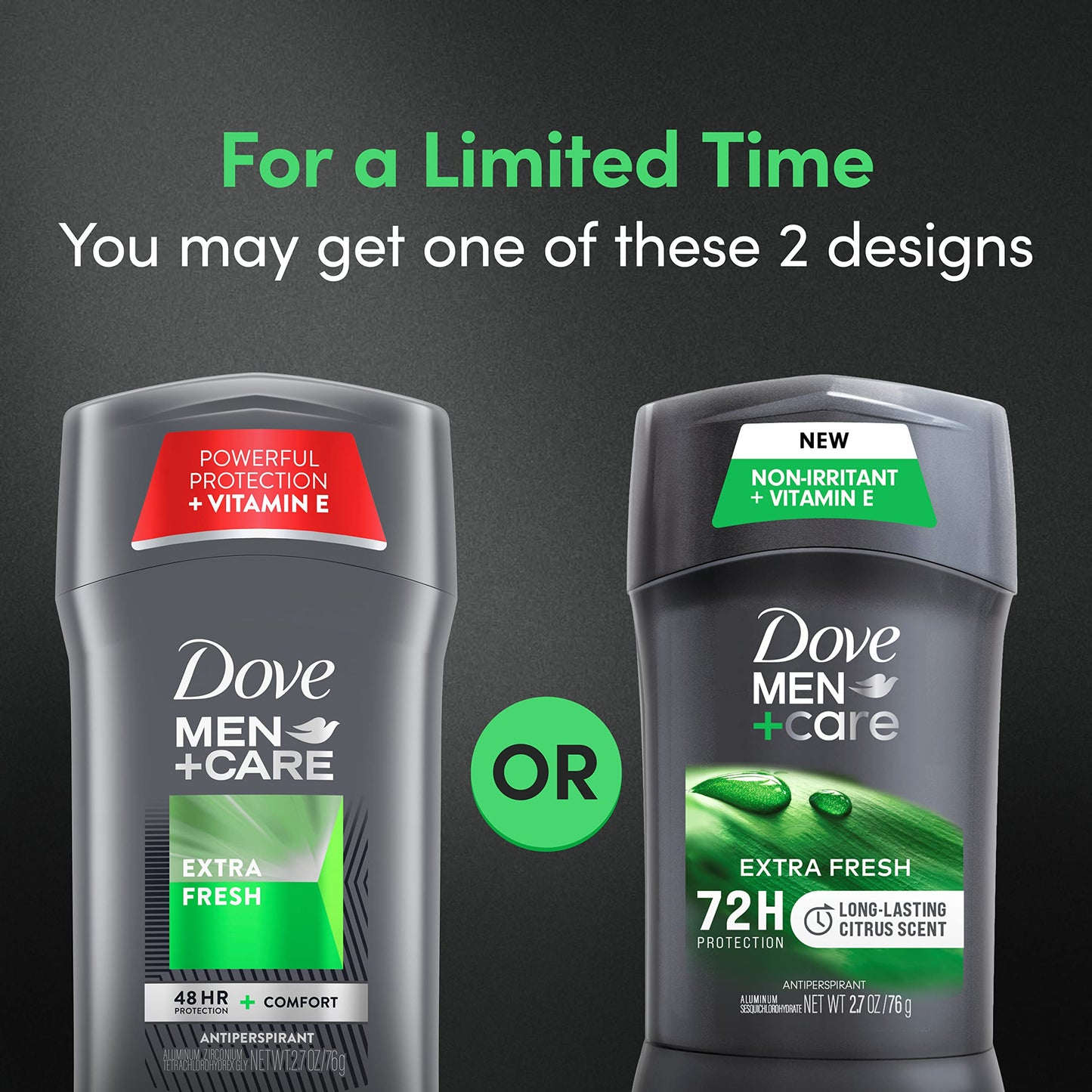 Dove Men+Care Extra Fresh Men's Antiperspirant Deodorant Stick Extra Fresh Twin pack With 72-hour sweat & odor protection with 1/4 Moisturizing Cream & Long-lasting Citrus Scent 2.7 oz