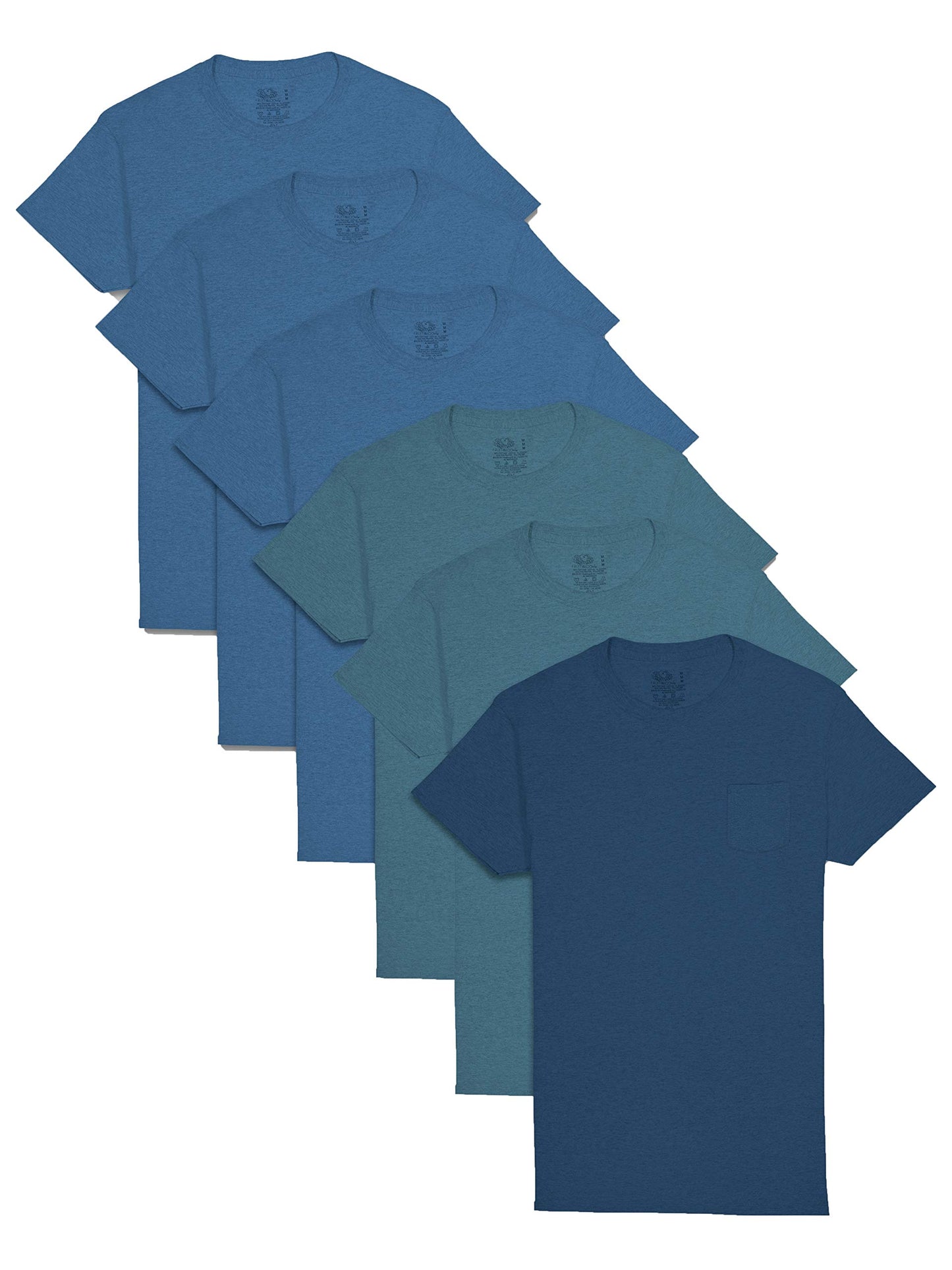 Fruit of the Loom Men's Eversoft Cotton Stay Tucked Crew T-Shirt, Regular-6 Pack Black/Grey, x_l