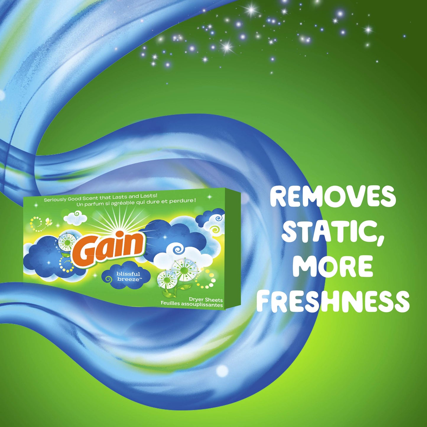 Gain GAIN Fabric Softener Dryer Sheets, Blissful Breeze, 200 Count