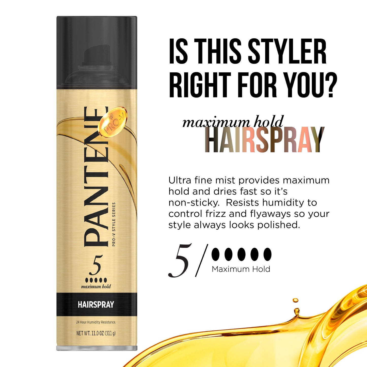 Pantene Hairspray Pro-V Max Hold Aerosol 11 Ounce (325ml) (3 Pack)
