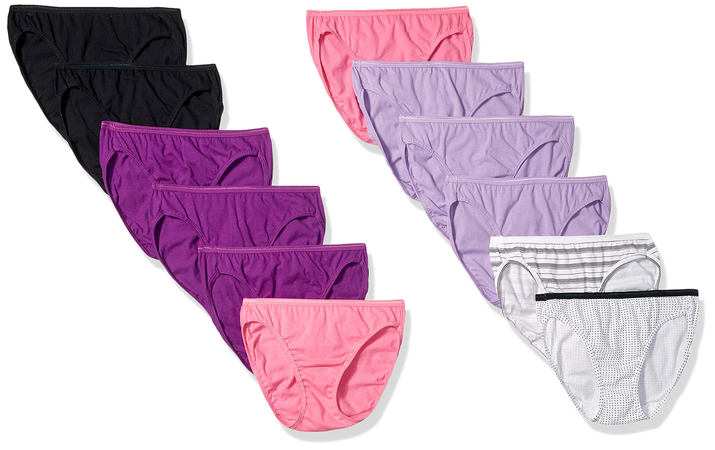 Fruit of the Loom Women's Assorted Cotton Bikini, 12 Pack, 10