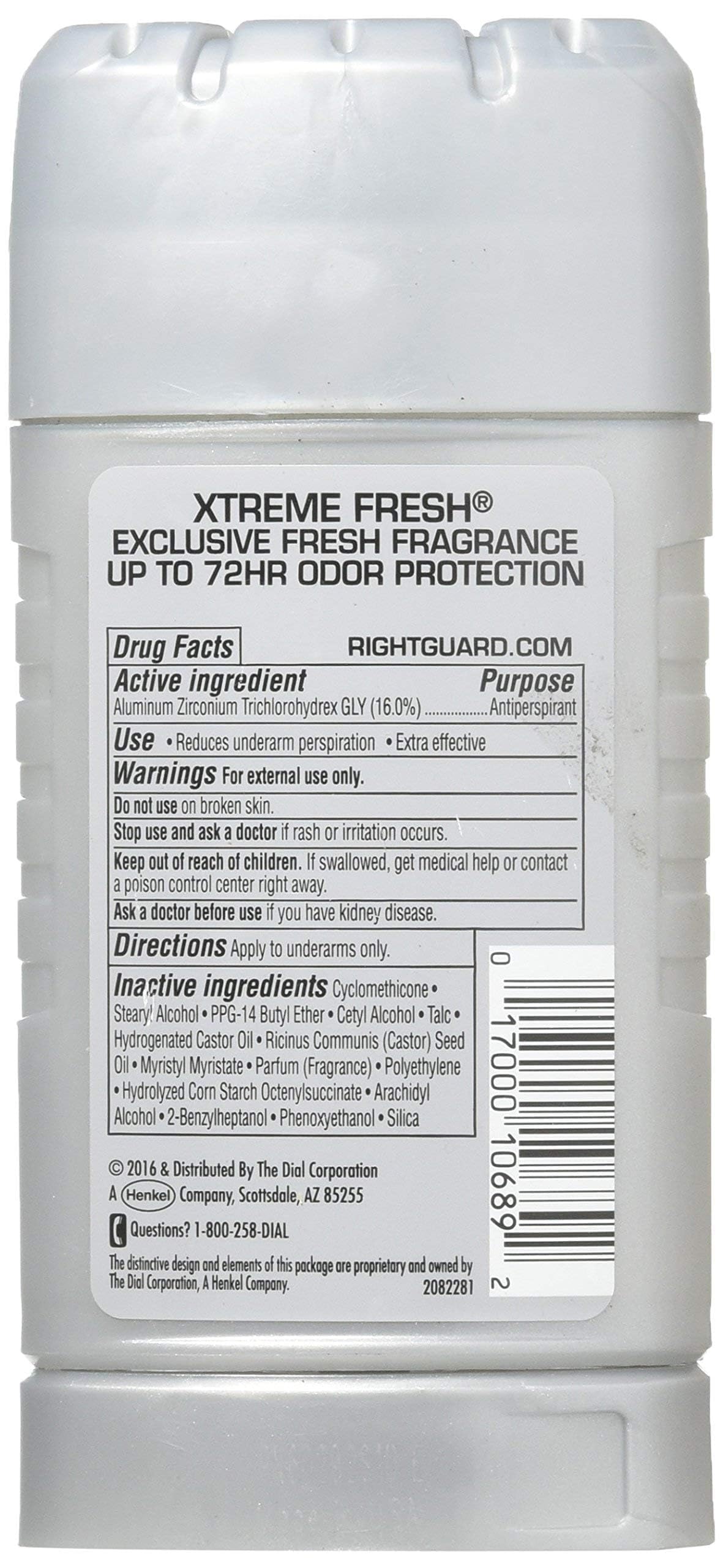 Right Guard Xtreme Fresh Antiperspirant Deodorant Invisible Solid Stick, Energy, 2.6 Ounce