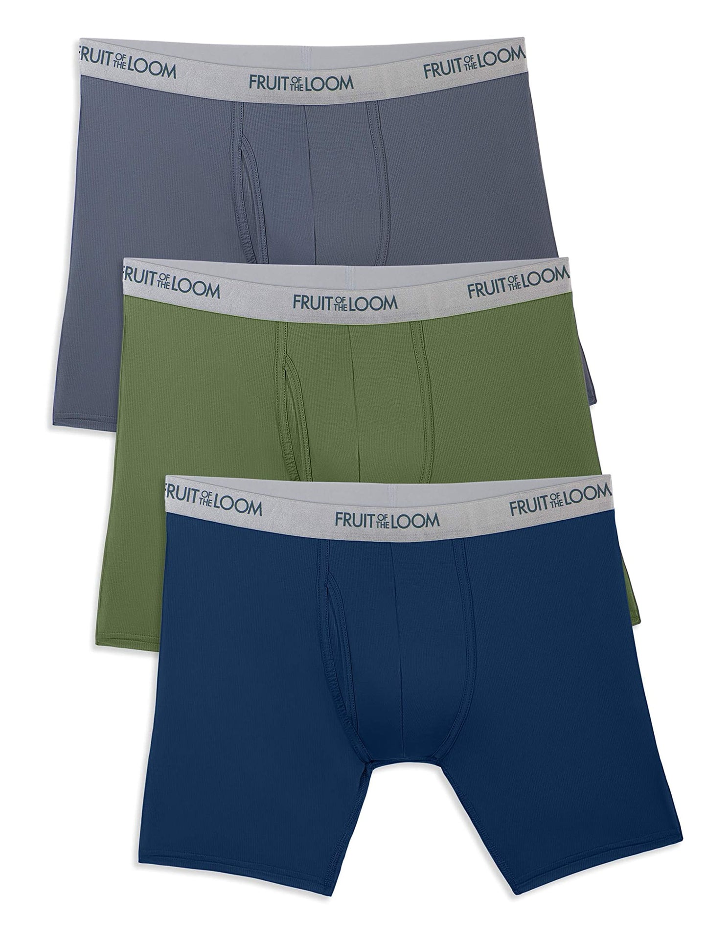 Fruit of the Loom Men's 12-Pack Everlight Boxer Briefs Breathable Blend (Large (36-38) Assorted