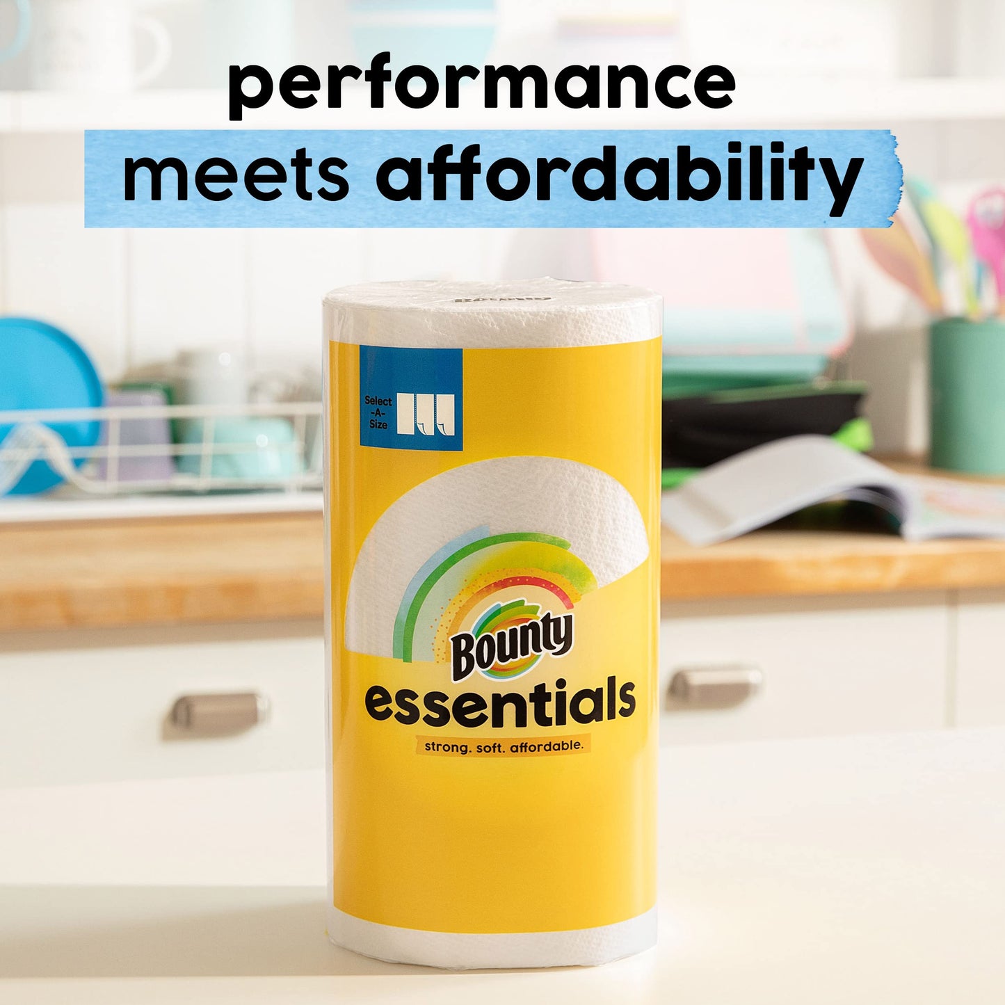 Bounty Essentials Select-A-Size Paper Towels, White, 6 Big Rolls = 8 Regular Rolls, 6 Count