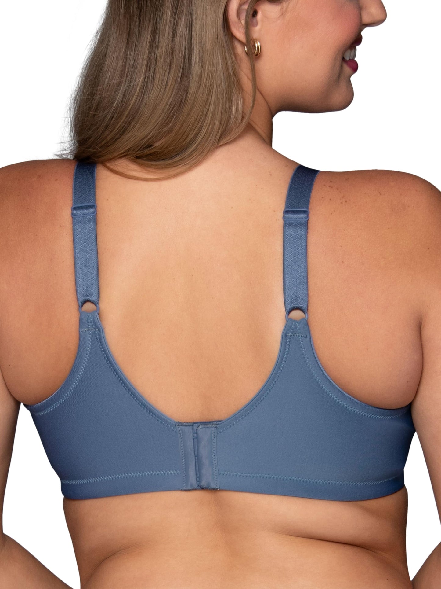 Vanity Fair Women's Full Figure Beauty Back Smoothing Bra, 4 Way Stretch Fabric, Lightly Lined Cups up to H, Wirefree-Blue Harbor, 46D