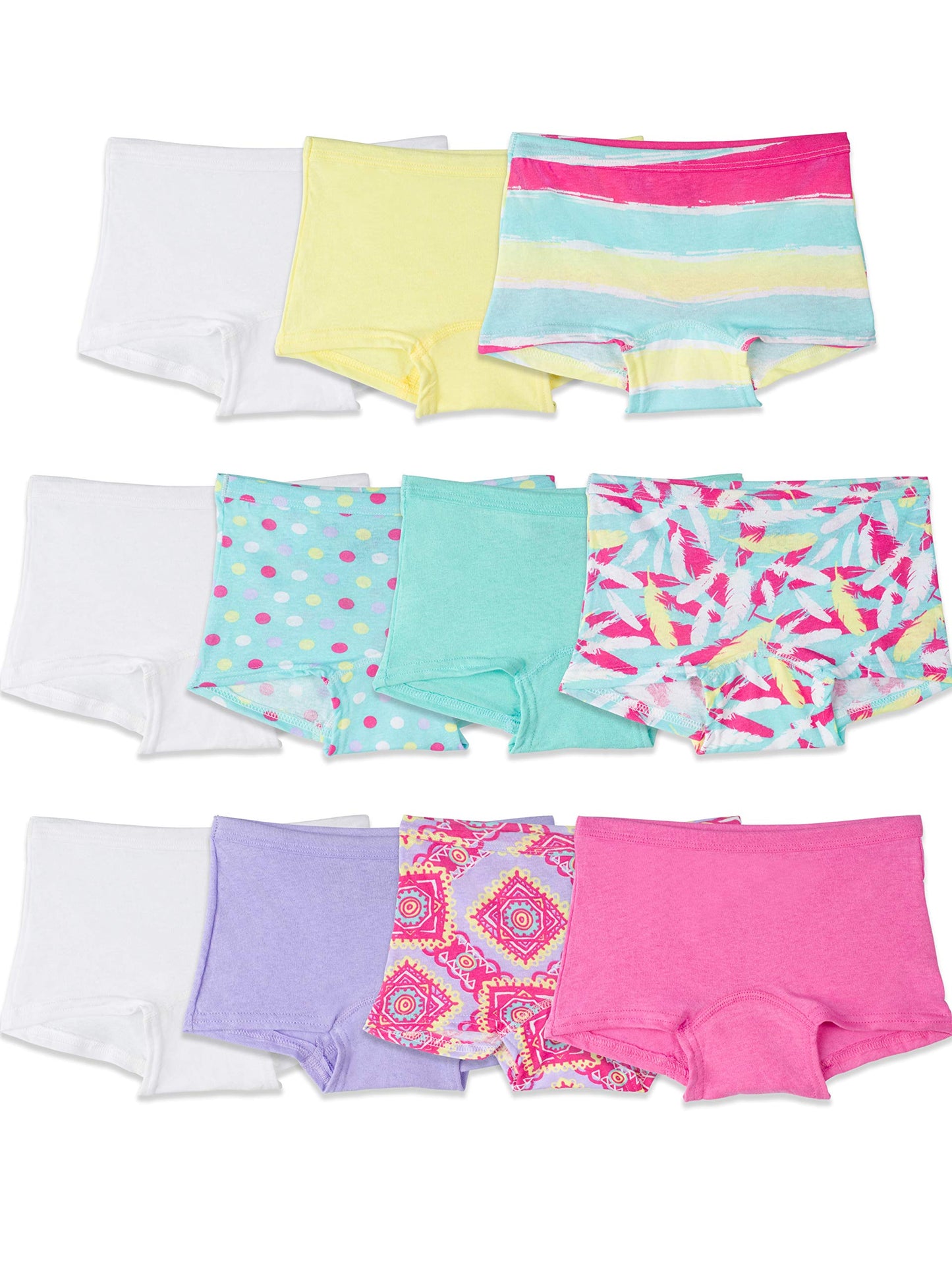 Fruit of the Loom Girls' Assorted Boyshort Underwear (12 Pack - Heather Assorted, 14)