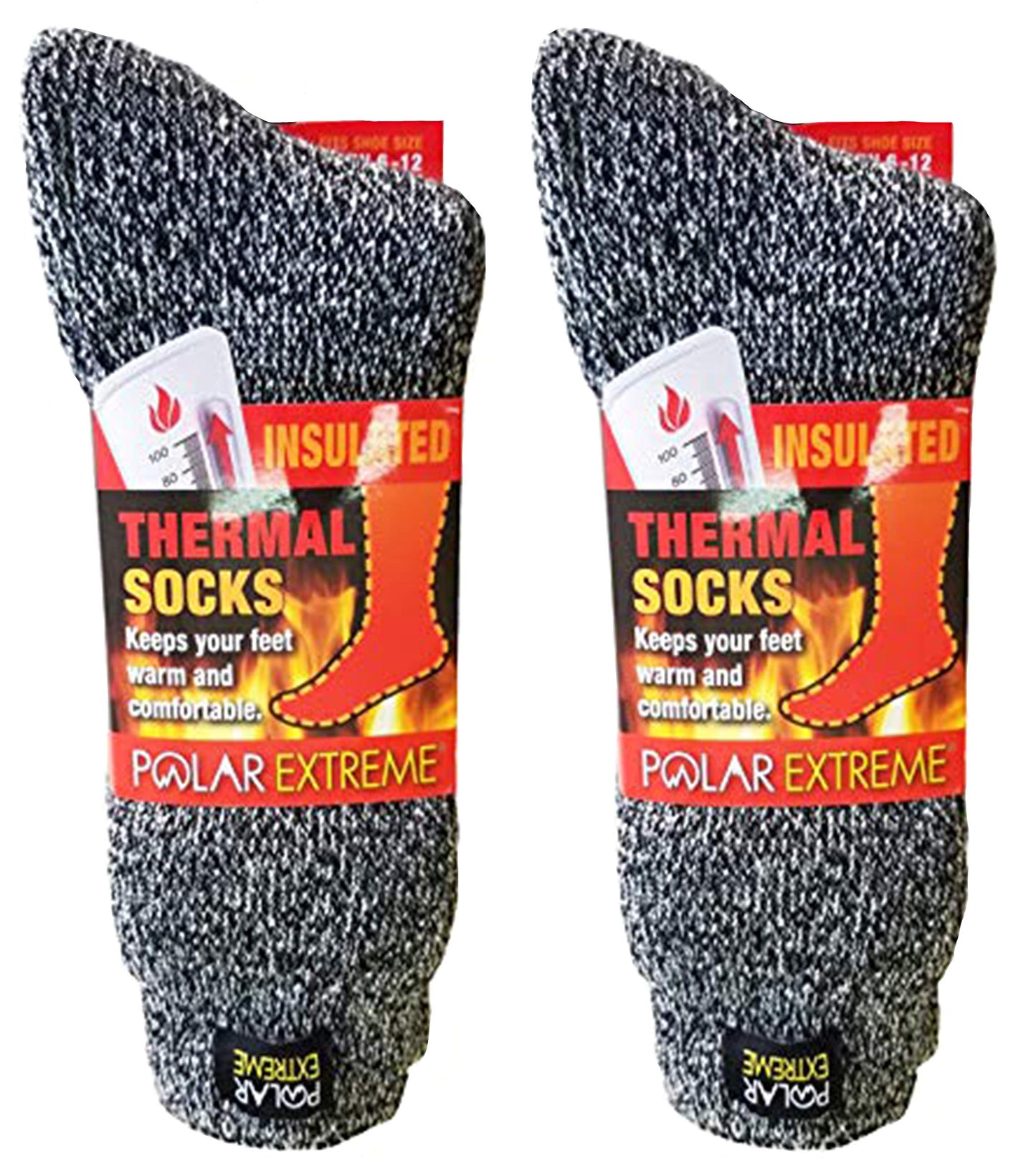 Polar Extreme Men's Thermal Sock Pack of 2 (Black/White)