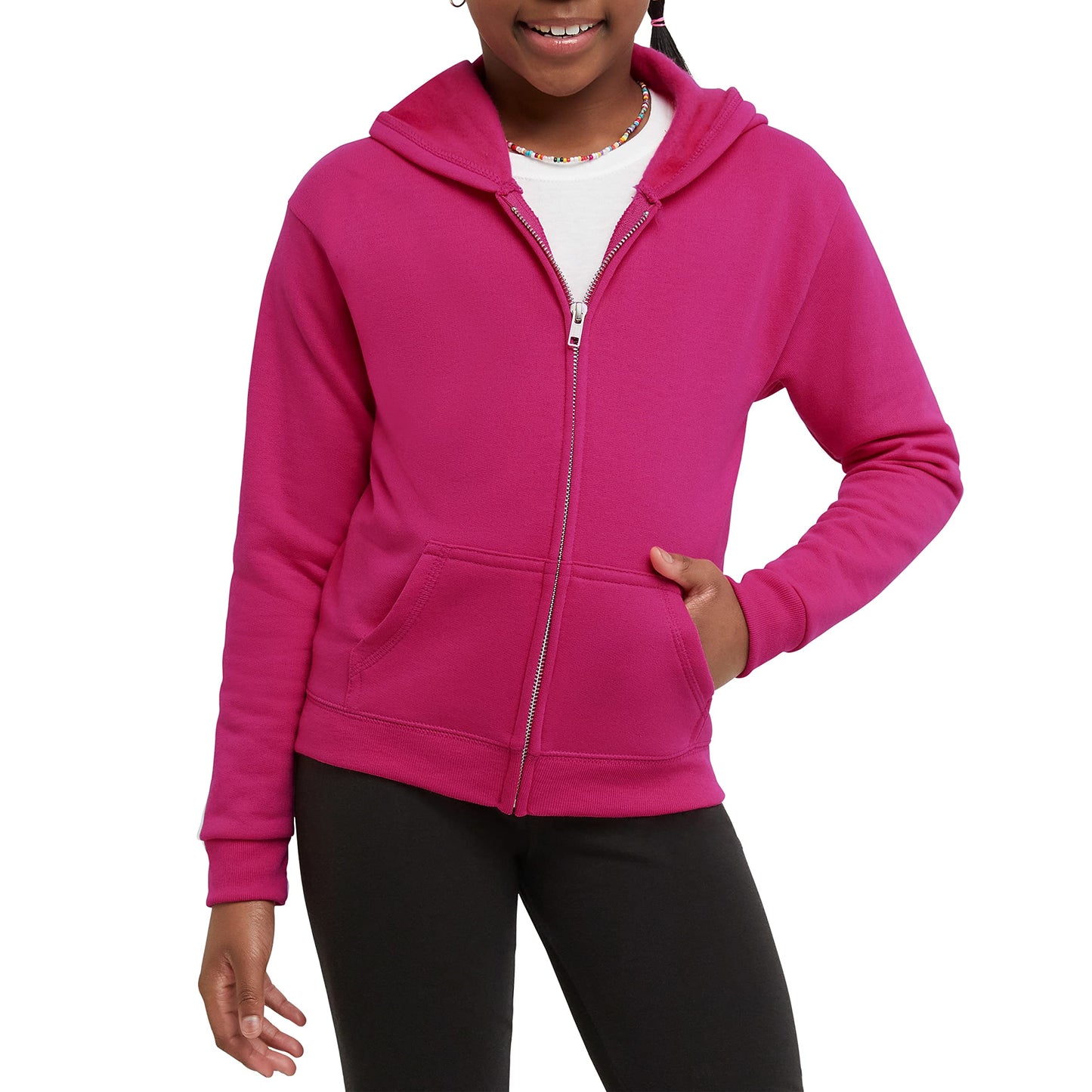 Hanes Girls' Big ComfortSoft EcoSmart Full-Zip Hoodie, Purple Thora, XL