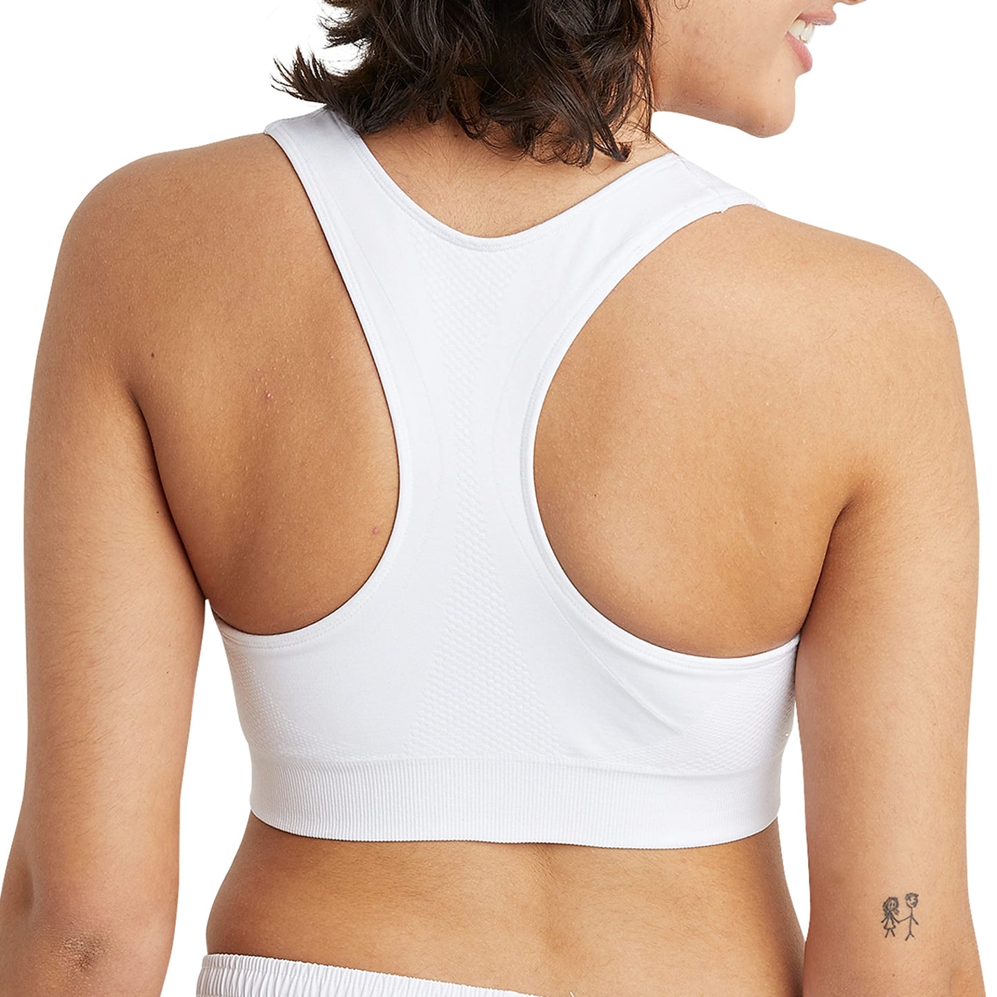Champion, Infinity Racerback, Moderate Support, Seamless Sports Bra for Women, White, X-Small