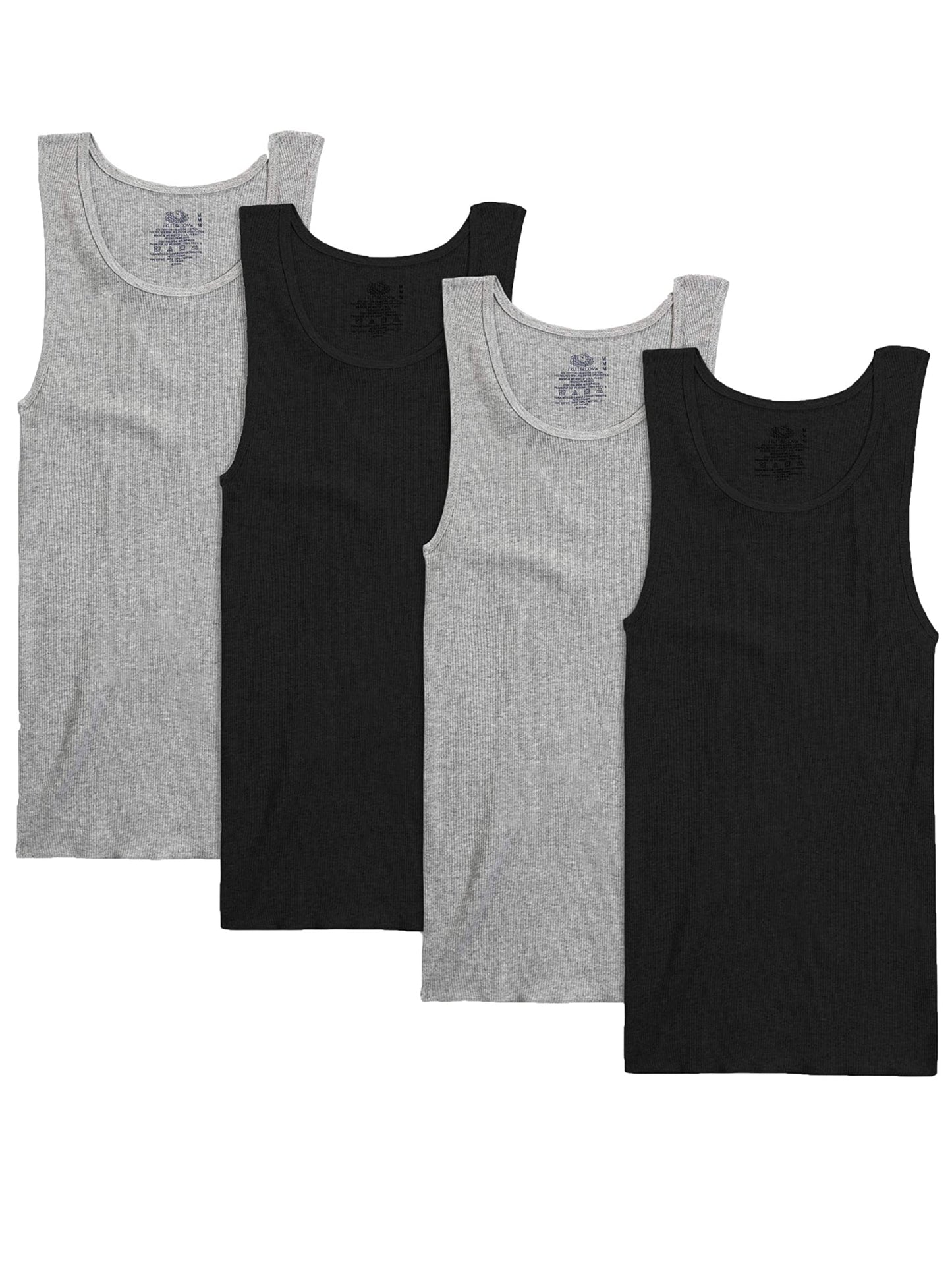 Fruit of The Loom Men's 4pk A-Shirts (XX-Large, Black & Grey)