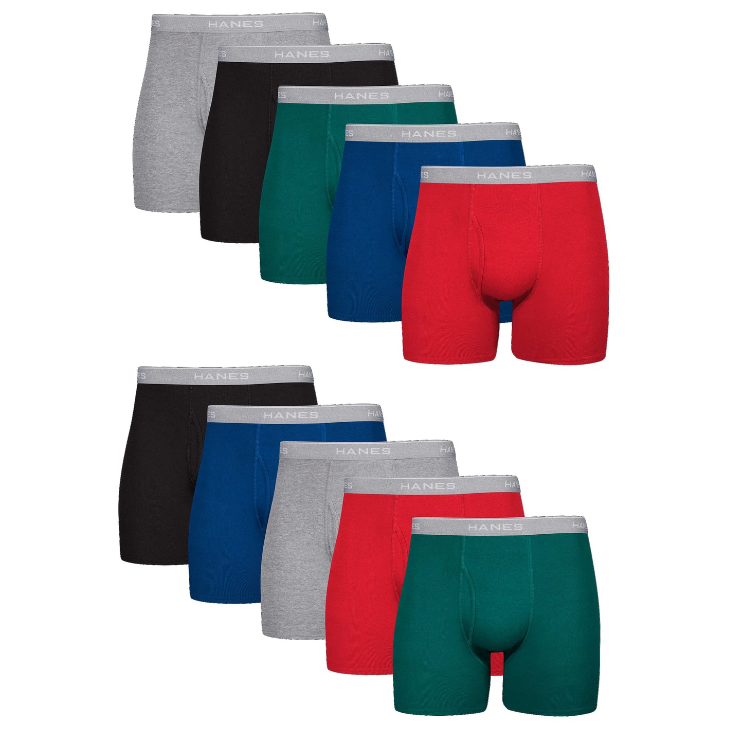 Hanes Mens Boxer Briefs With ComfortFlex Waistband 10-Pack, 3XL, Assorted