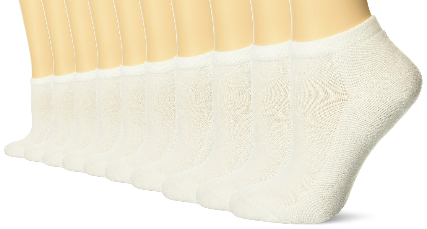 Hanes Big, White No Show, Girls' Low-Cut Socks, 10-Pair Pack, Small