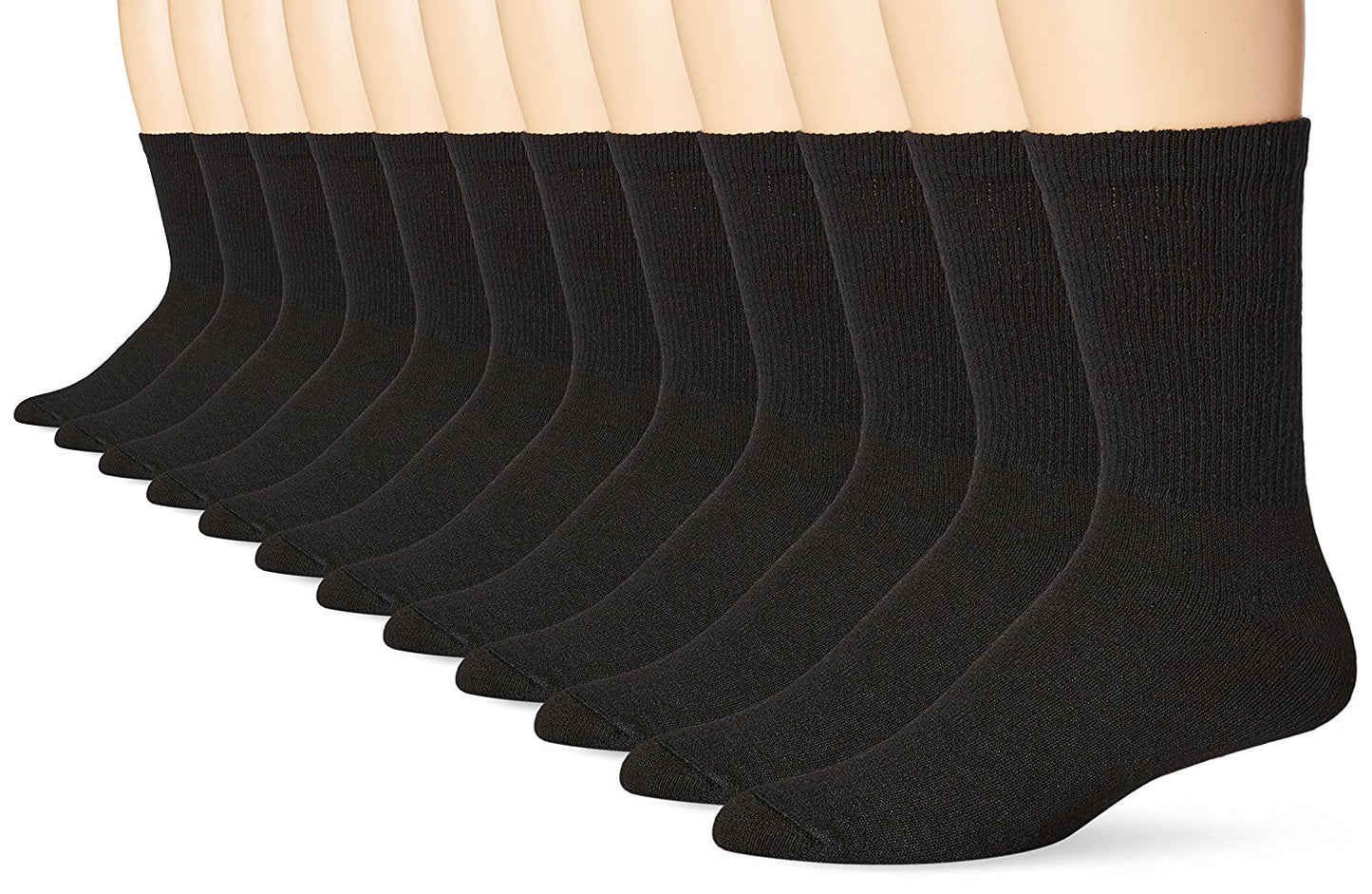 Hanes Men's Cushion Crew Socks (Sock Size:10-13/Shoe Size:6-12, Black)