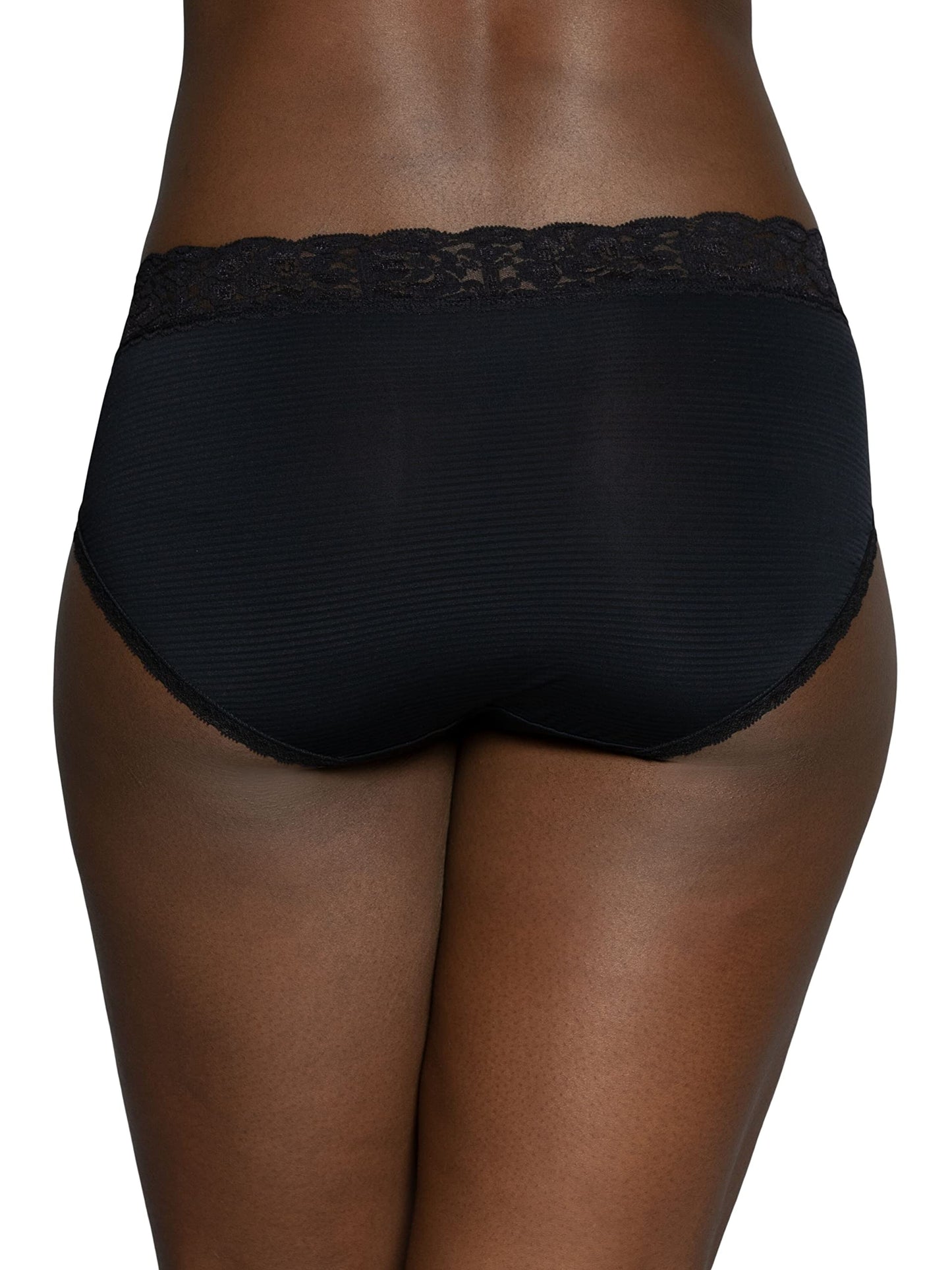 Vanity Fair Women's Flattering Lace Panties: Lightweight & Silky with Superior Stretch, 3 Pack-Black, 9