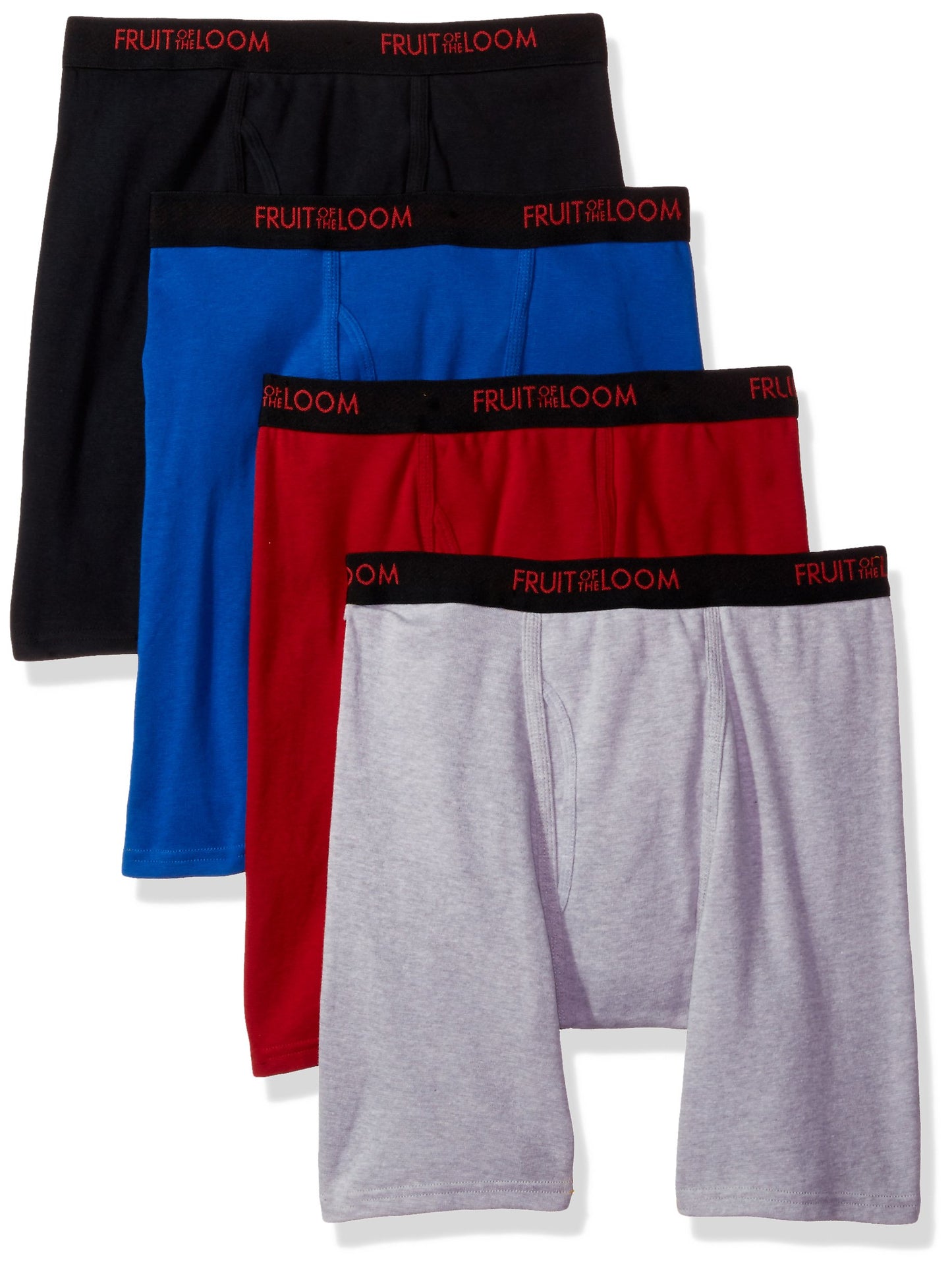 Fruit of the Loom Men's 4-Pack Premium Dri-Stretch Boxer Brief, assorted, Large