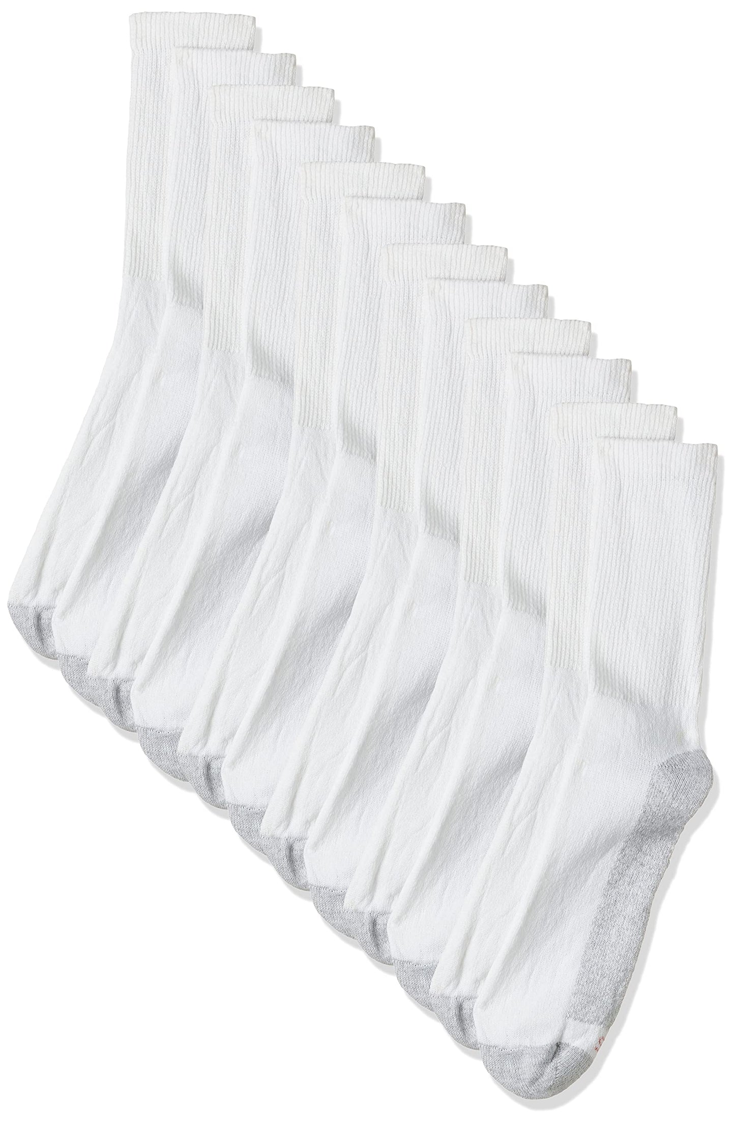 Hanes Men's Cushion Crew Socks, White, 12-14 (Shoe Size 13-15) (Pack of 6)