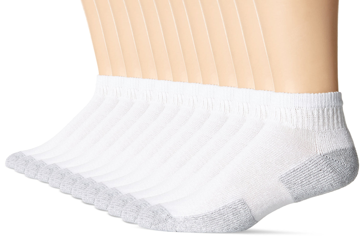 Fruit of the Loom Mens 24 Pair Half Cushion Ankle Sock Sockshosiery, white, Shoe size 6-12