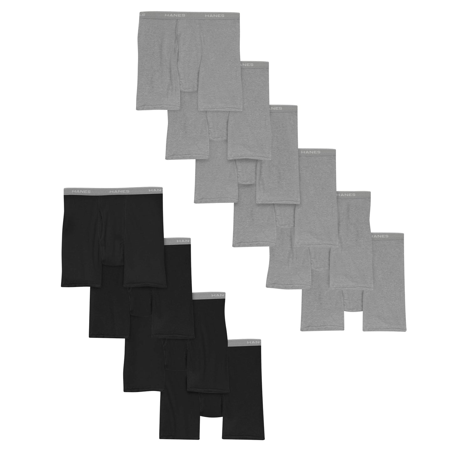 Hanes Men's Boxer Briefs, 10 Pack - Black/Gray Assorted, XX-Large