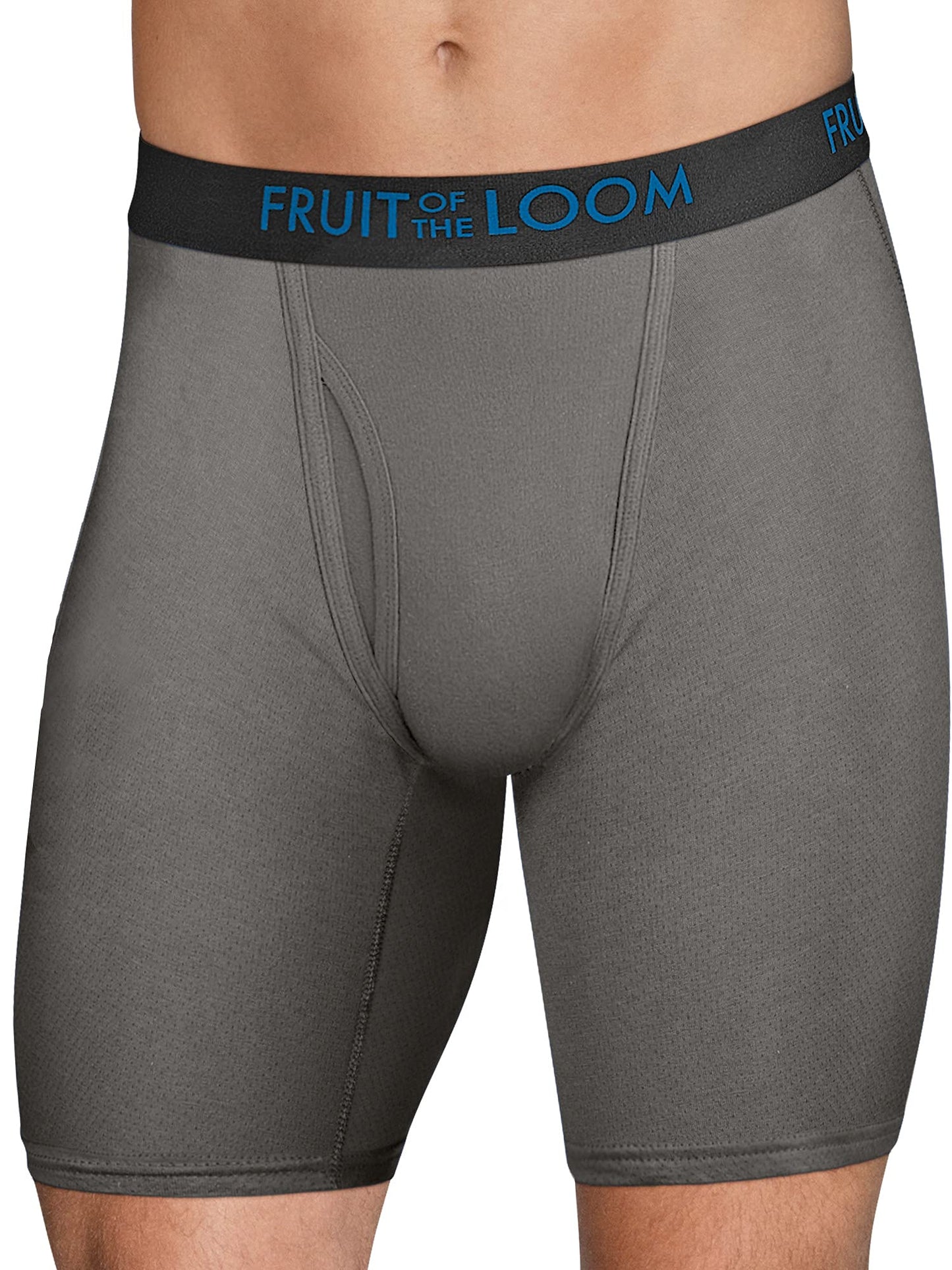 Fruit of the Loom Men's Long Leg Boxer Briefs 12-Pack Breathable Cotton Micro-Mesh XL