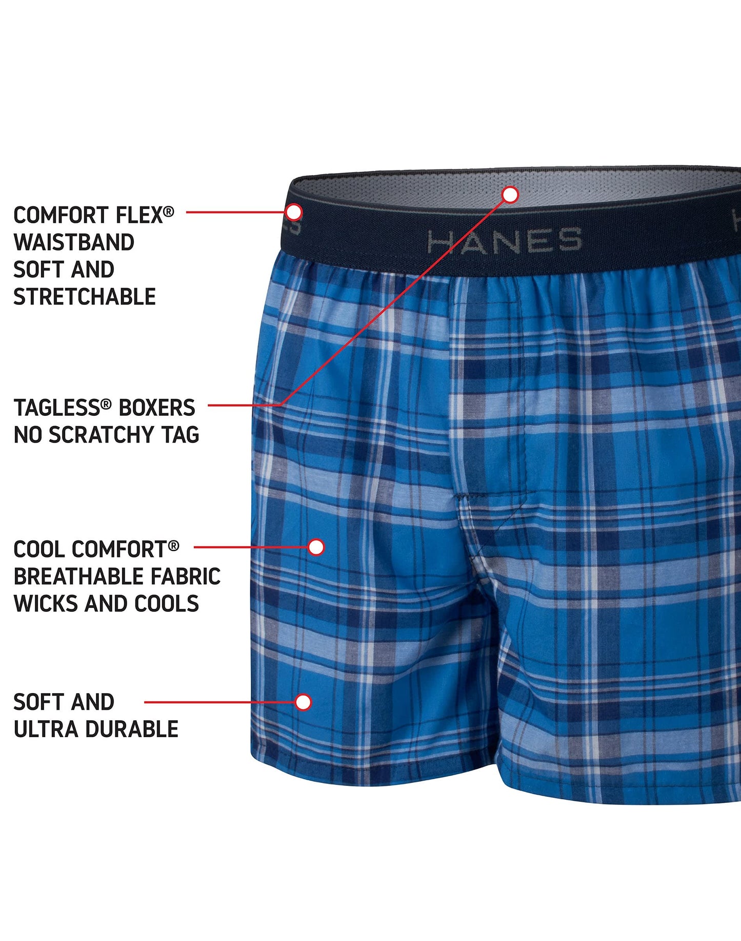 Hanes Boys Ultimate Woven Boxer Brief With ComfortSoft Waistband 4-Pack, S