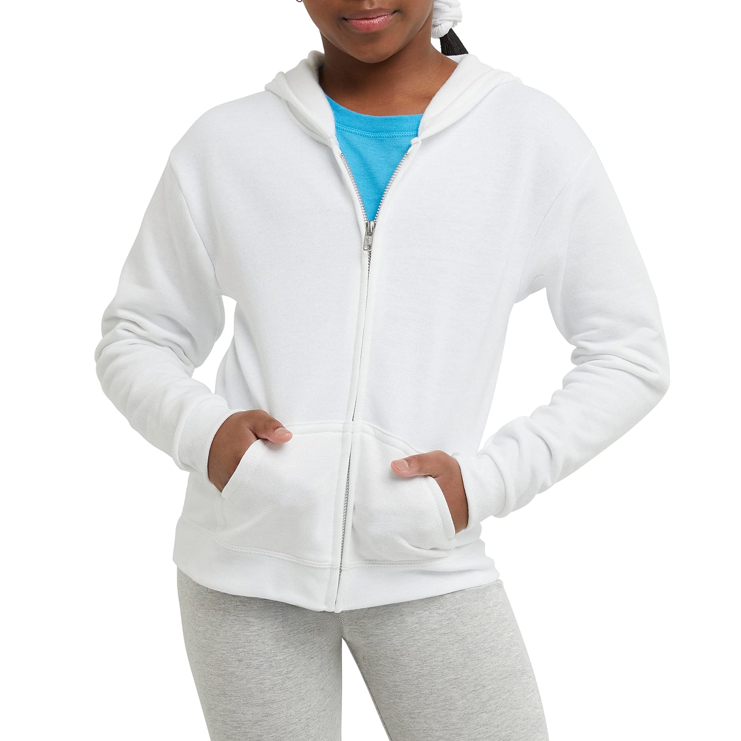 Hanes Girls' Big ComfortSoft EcoSmart Full-Zip Hoodie, Purple Thora, XL