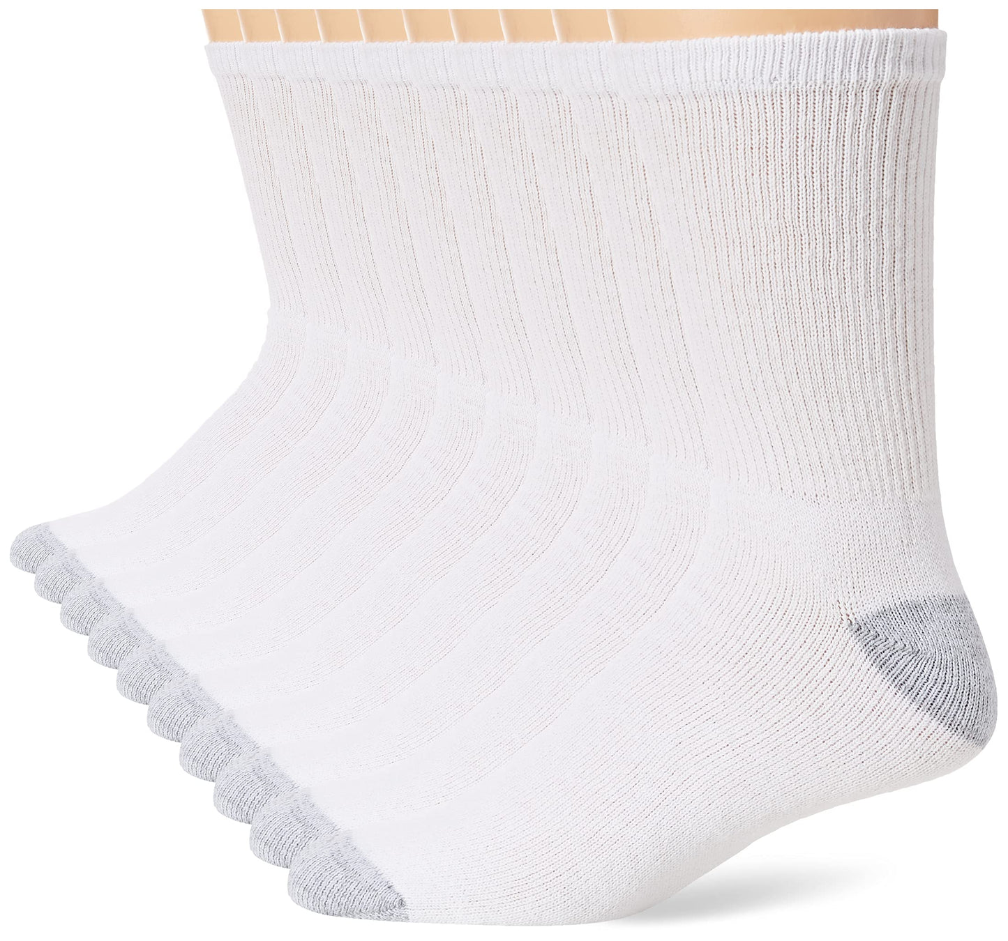 Hanes Men's Freshiq Crew Socks Pack (12-Pack Plus 1 Free Bonus Pair), White, 10-13 (Shoe: 6-12)