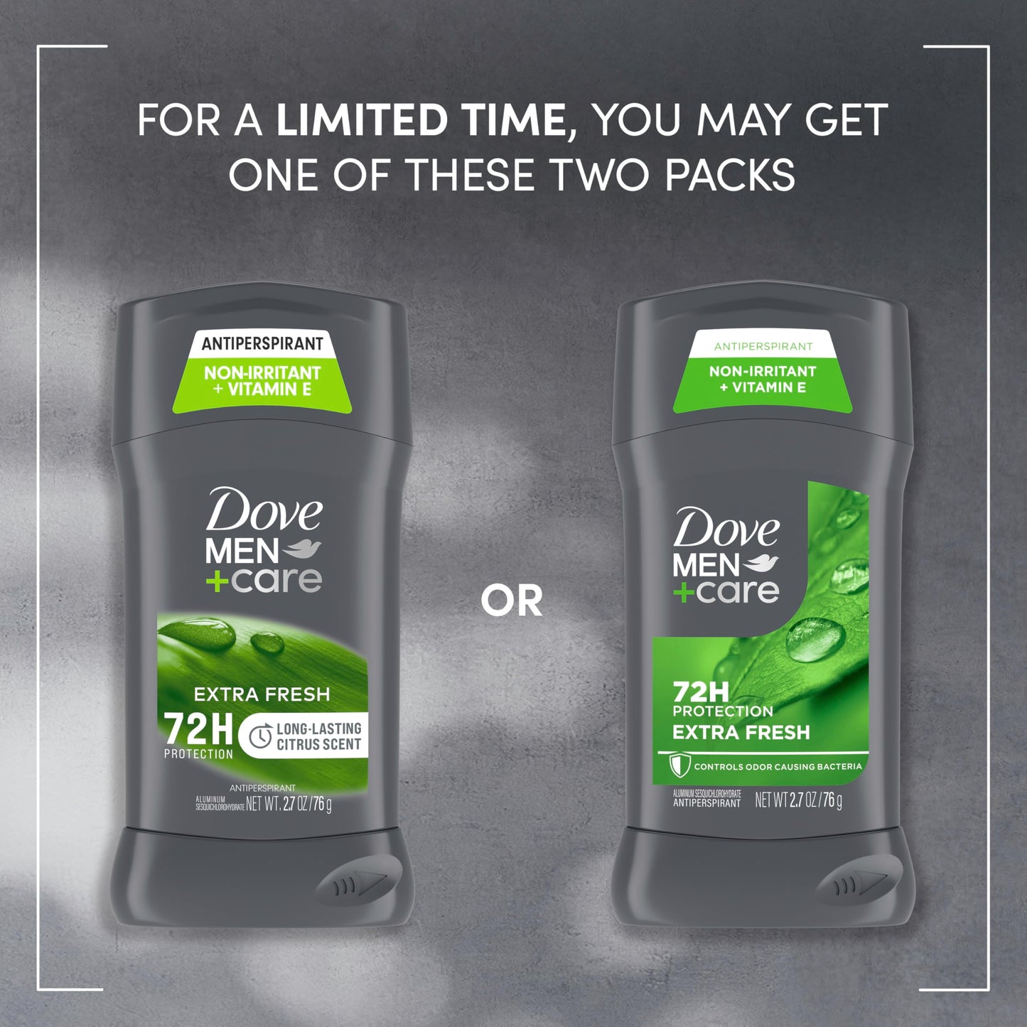 Dove Men+Care Extra Fresh Men's Antiperspirant Deodorant Stick Extra Fresh With 72-hour sweat & odor protection with 1/4 Moisturizing Cream & Long-lasting Citrus Scent 2.7 oz