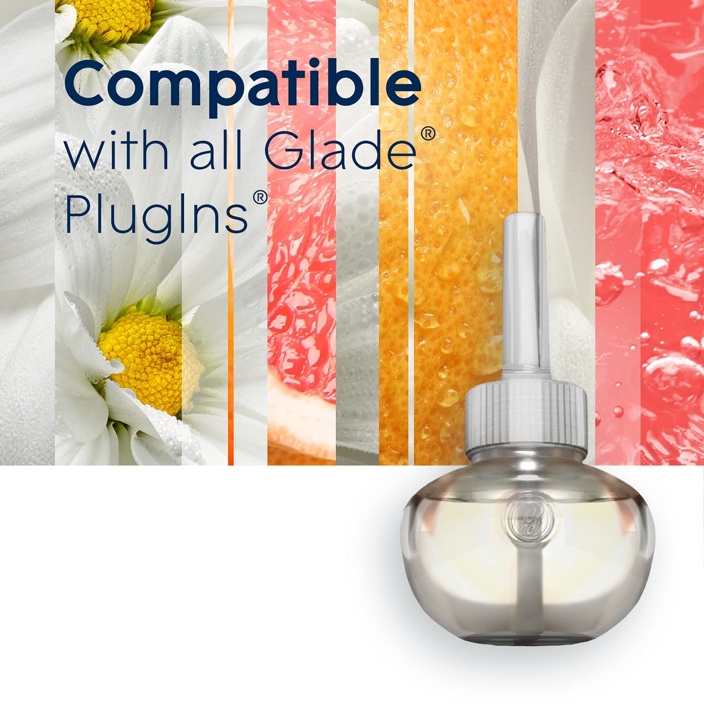 Glade PlugIns Refills Air Freshener, Scented and Essential Oils for Home and Bathroom, Joyful Citrus & Daisies, 1.34 Fl Oz, 2 Count