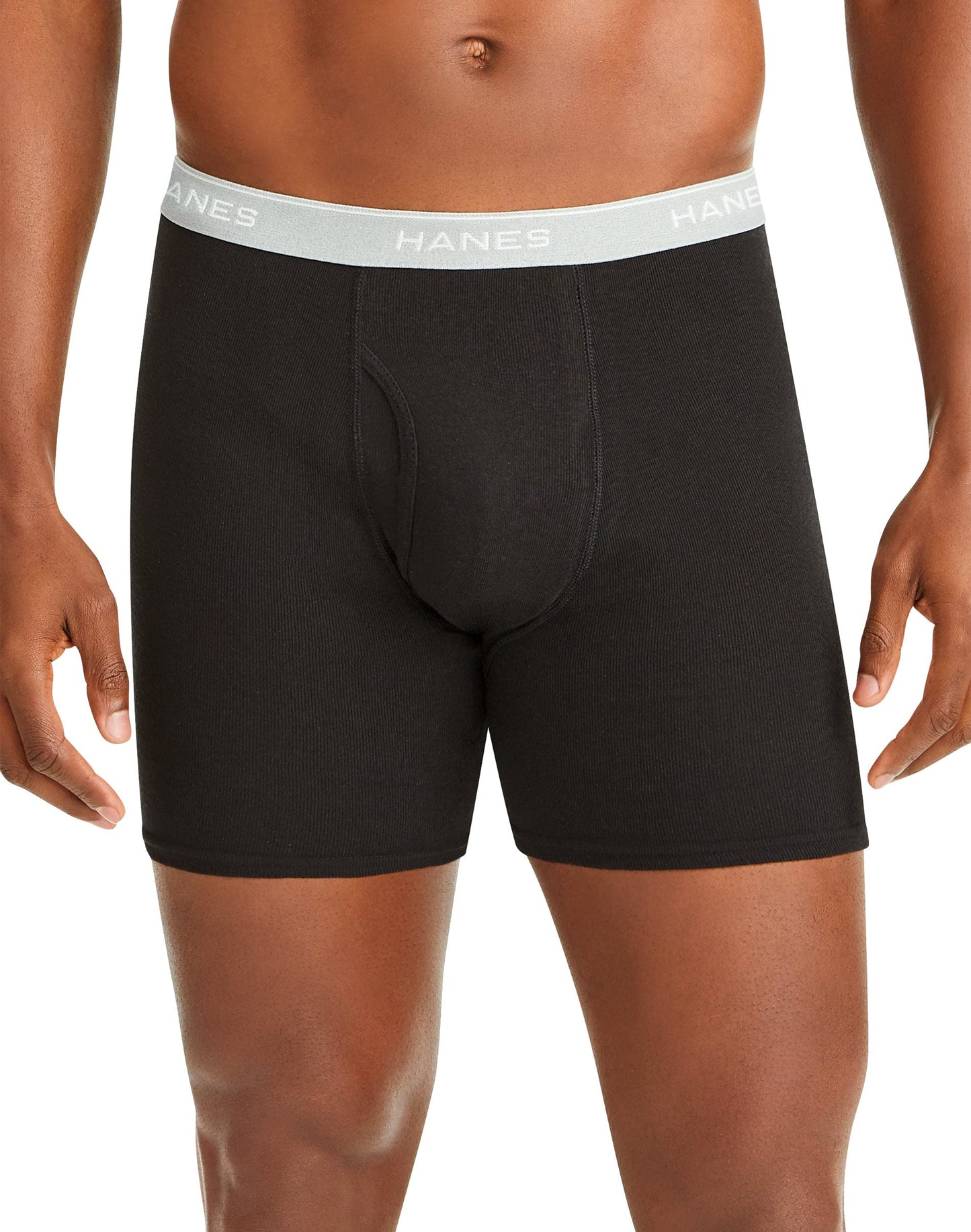 Hanes Mens Tagless Boxer Briefs 10-Pack, XL, Black/Grey