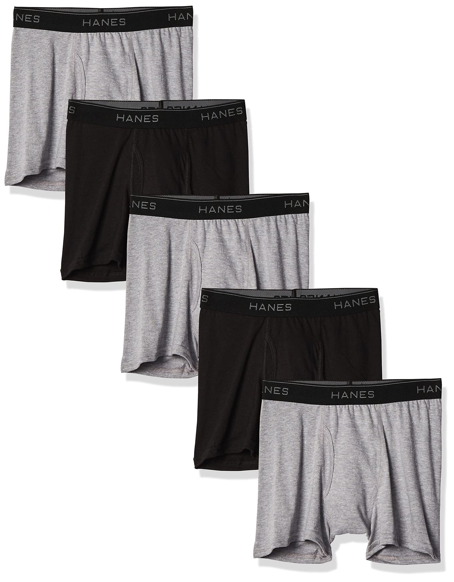 Hanes Ultimate Boys' 5-Pack Boxer Briefs, Blue/Red/Black Assorted, Medium