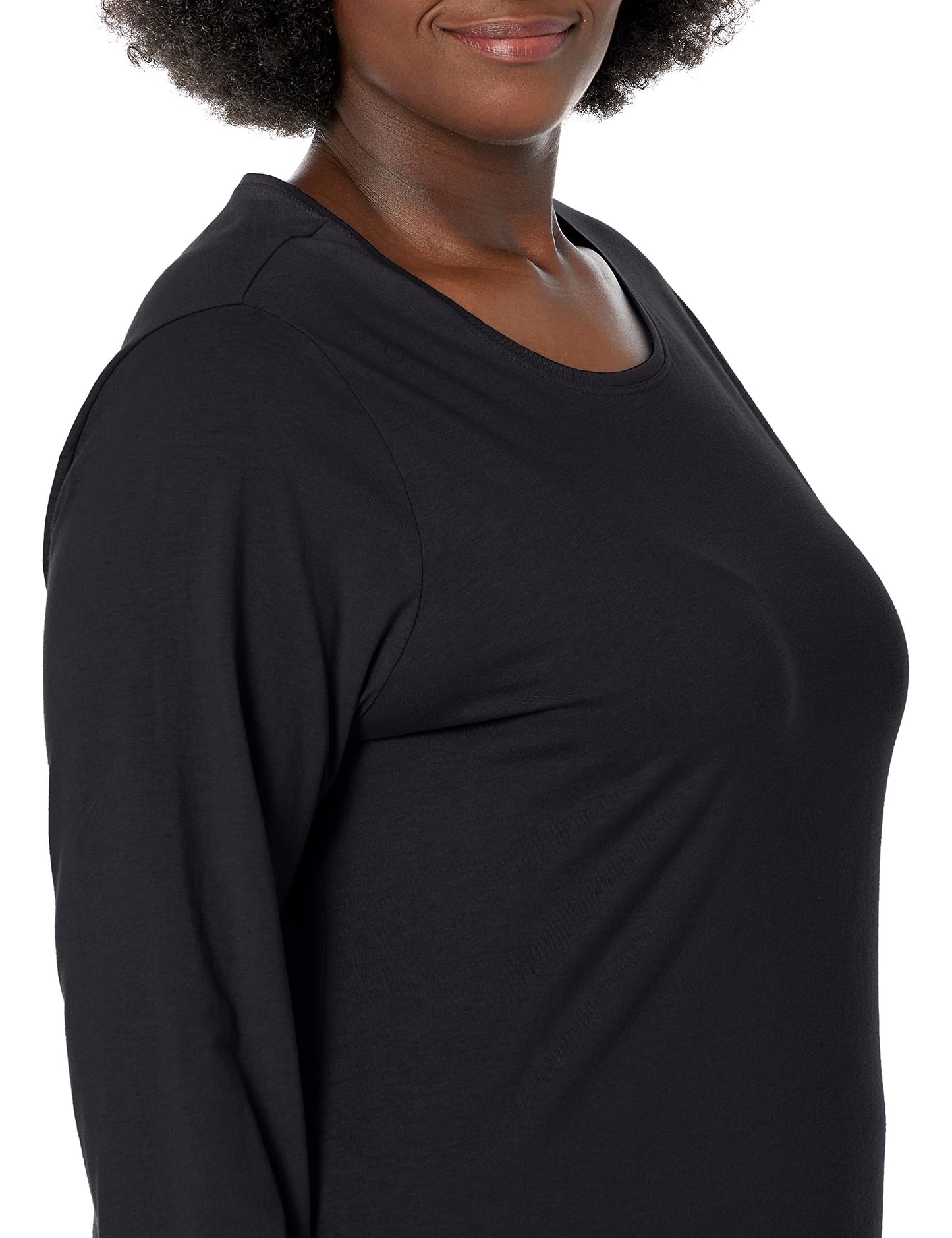 Just My Size Women's Plus Size Long Sleeve Tee, Ebony, 5X