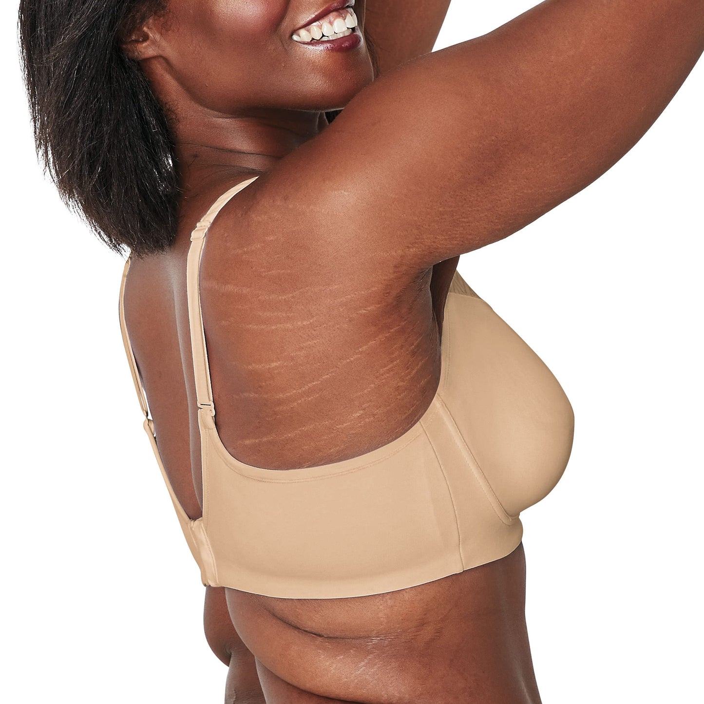 Playtex Women's Bounce Control, Coverage Convertible Wireless T-Shirt, Full-Support Wirefree Bra, Taupe, 44DD