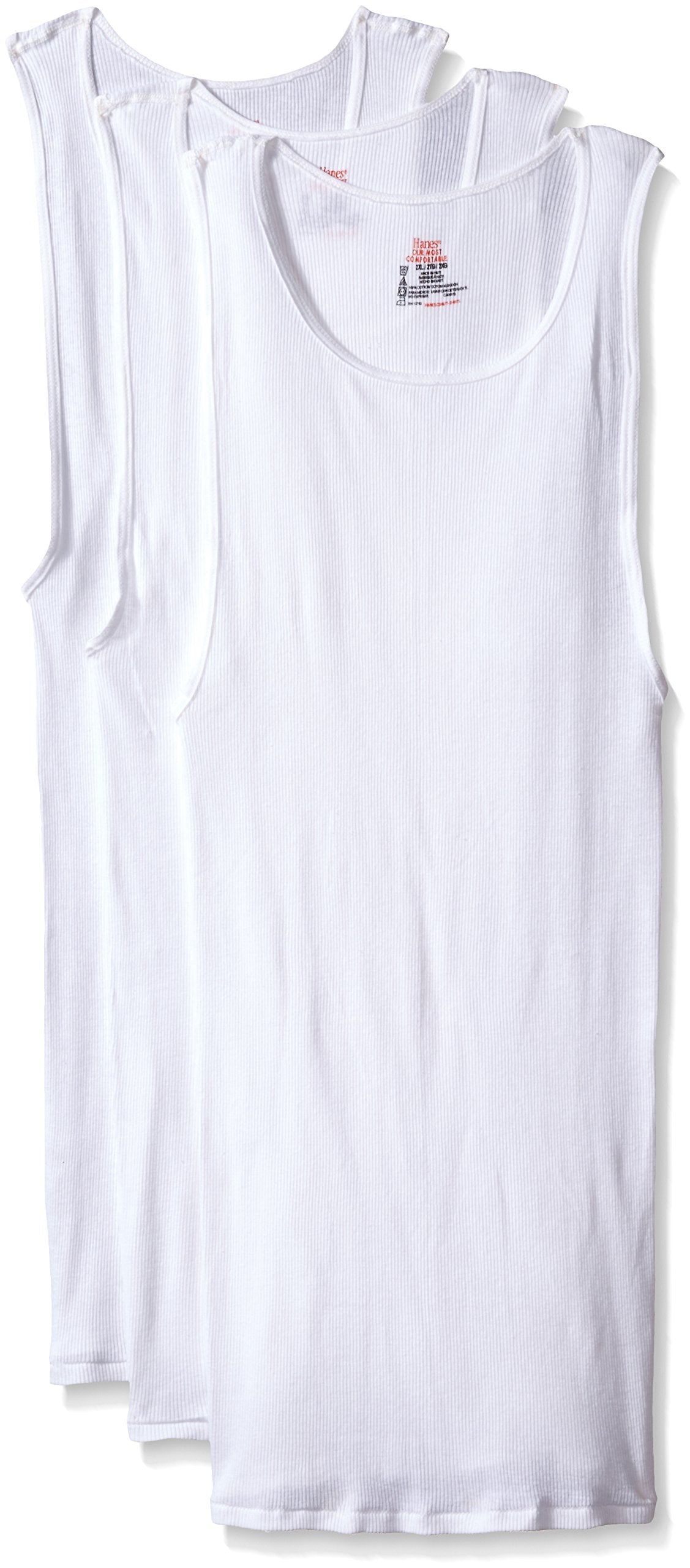 Hanes Mens White A-Shirt 3-Pack, 3X, White
