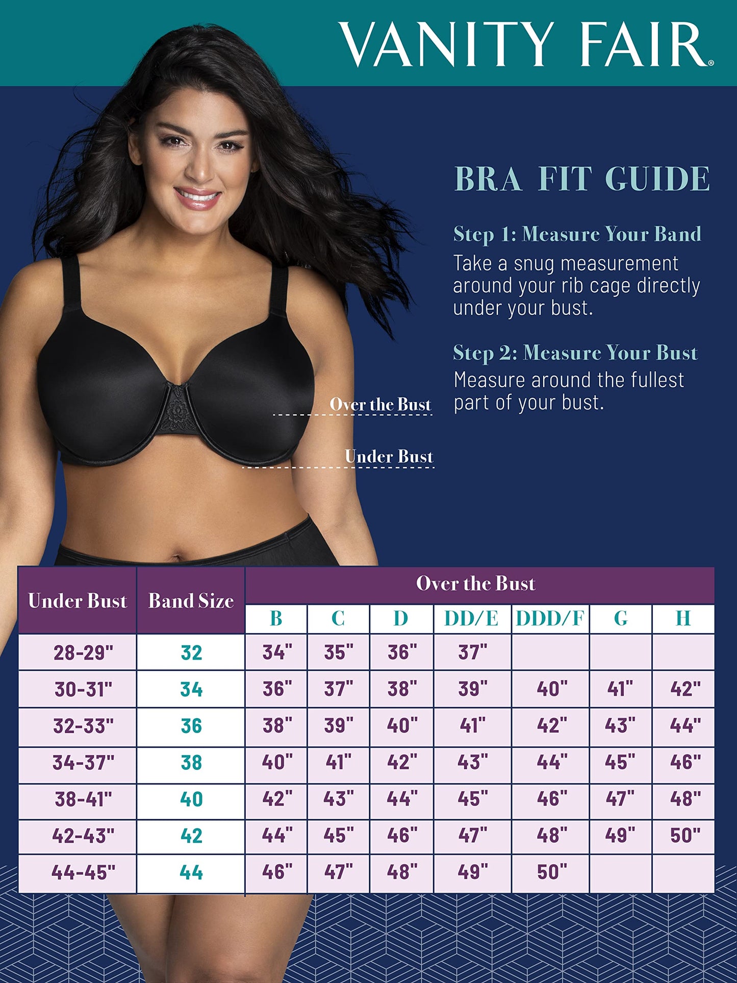 Vanity Fair Women's Plus Size Full Figure Beauty Back Smoothing Bra with Lace, 4-Way Stretch Fabric, Lightly Lined Cups up to DD, Champagne, 42C
