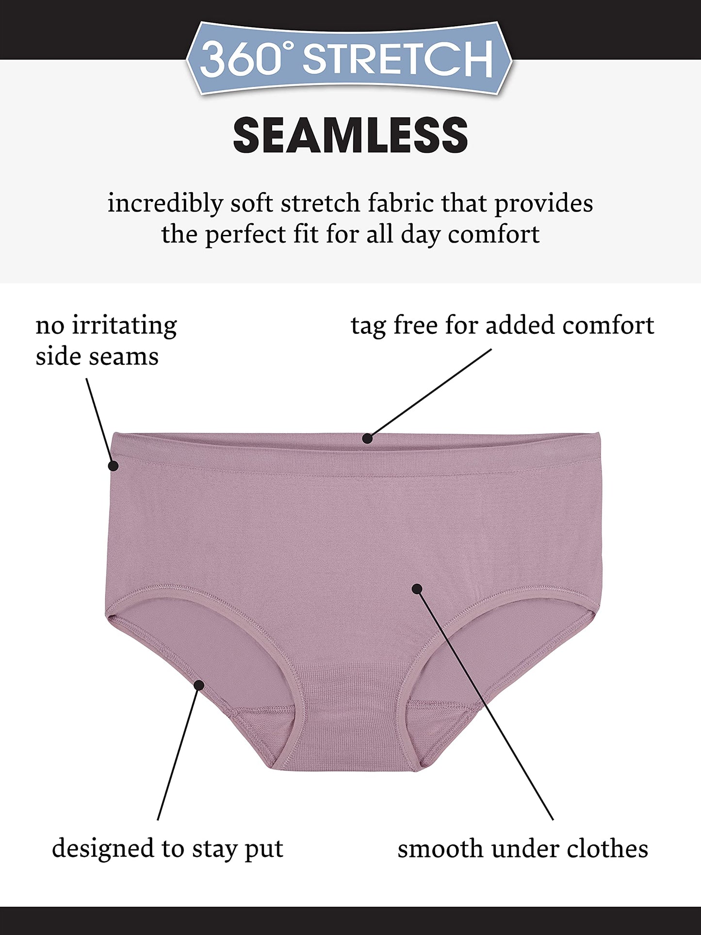 Fruit of the Loom womens Seamless Panties Bikini Underwear, Bikini - 6 Pack Assorted Colors, 9 US
