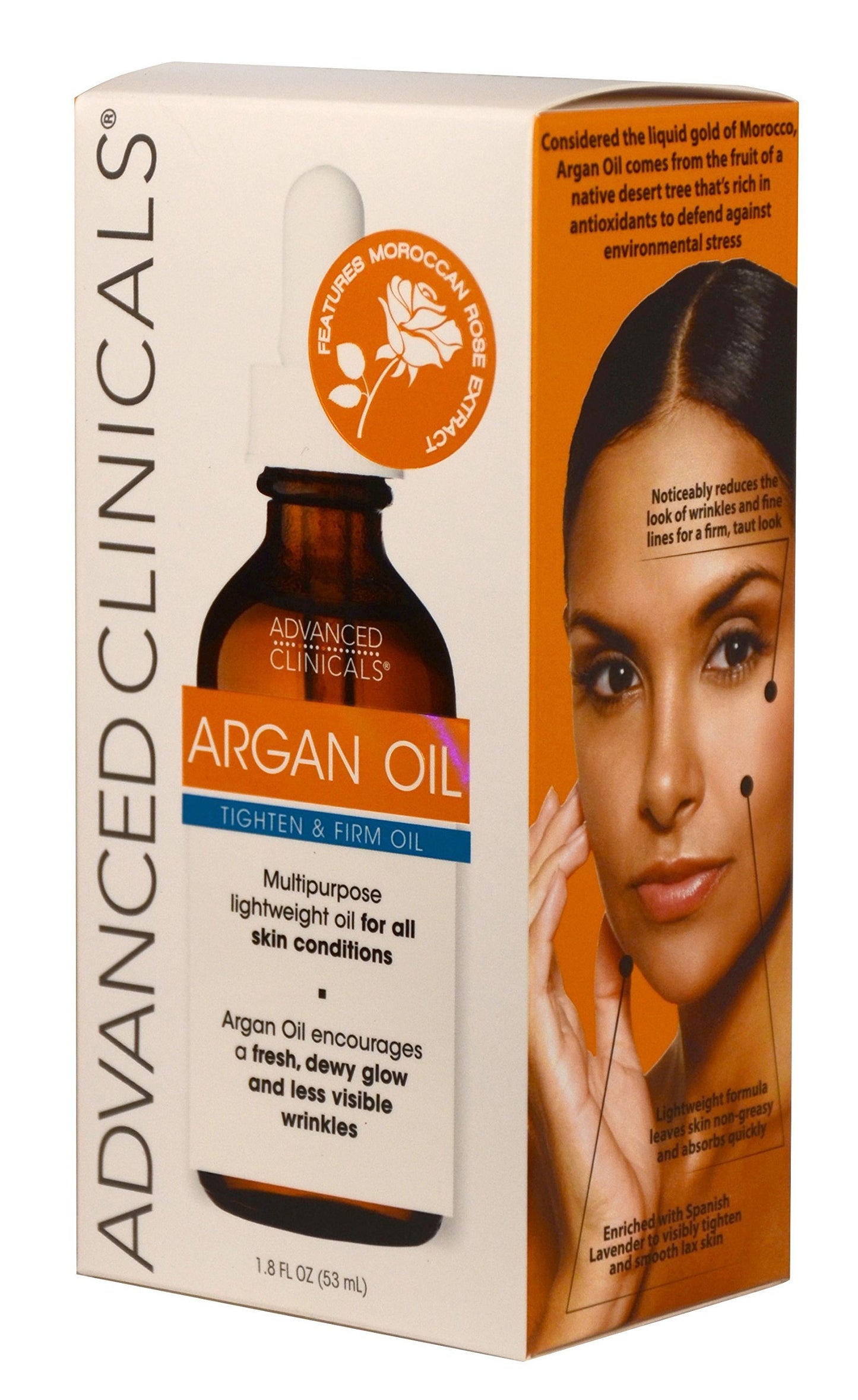 Advanced Clinicals Luxury Pure Argan Oil. Lightweight facial Oil Reduces the Appearance of Wrinkles and hydrates dry skin
