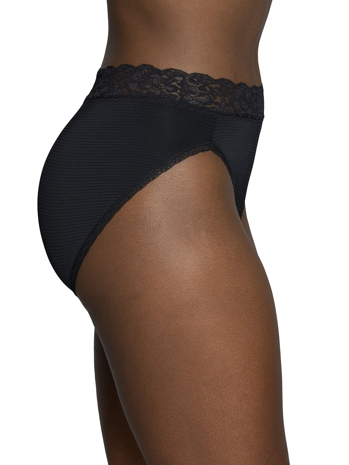 Vanity Fair Women's Flattering Lace Panties: Lightweight & Silky with Superior Stretch, 3 Pack-Black, 9