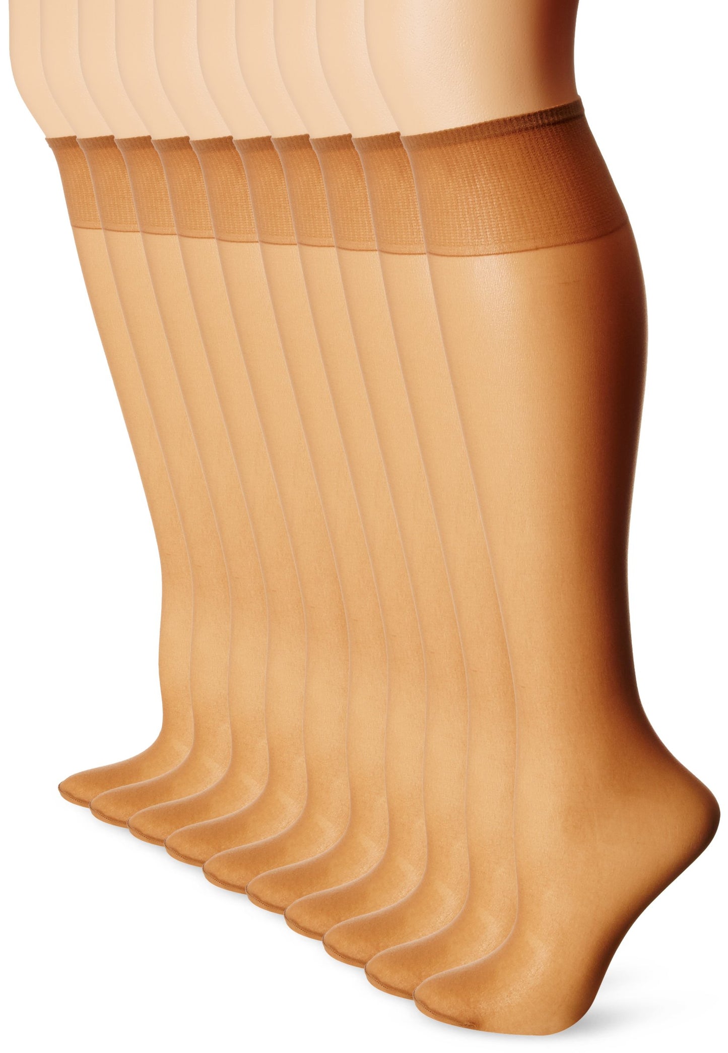 L'eggs Women's Everyday Knee-Highs, Sheer Toe, 100% Nylon, Off Black, One Size (Pack of 20)