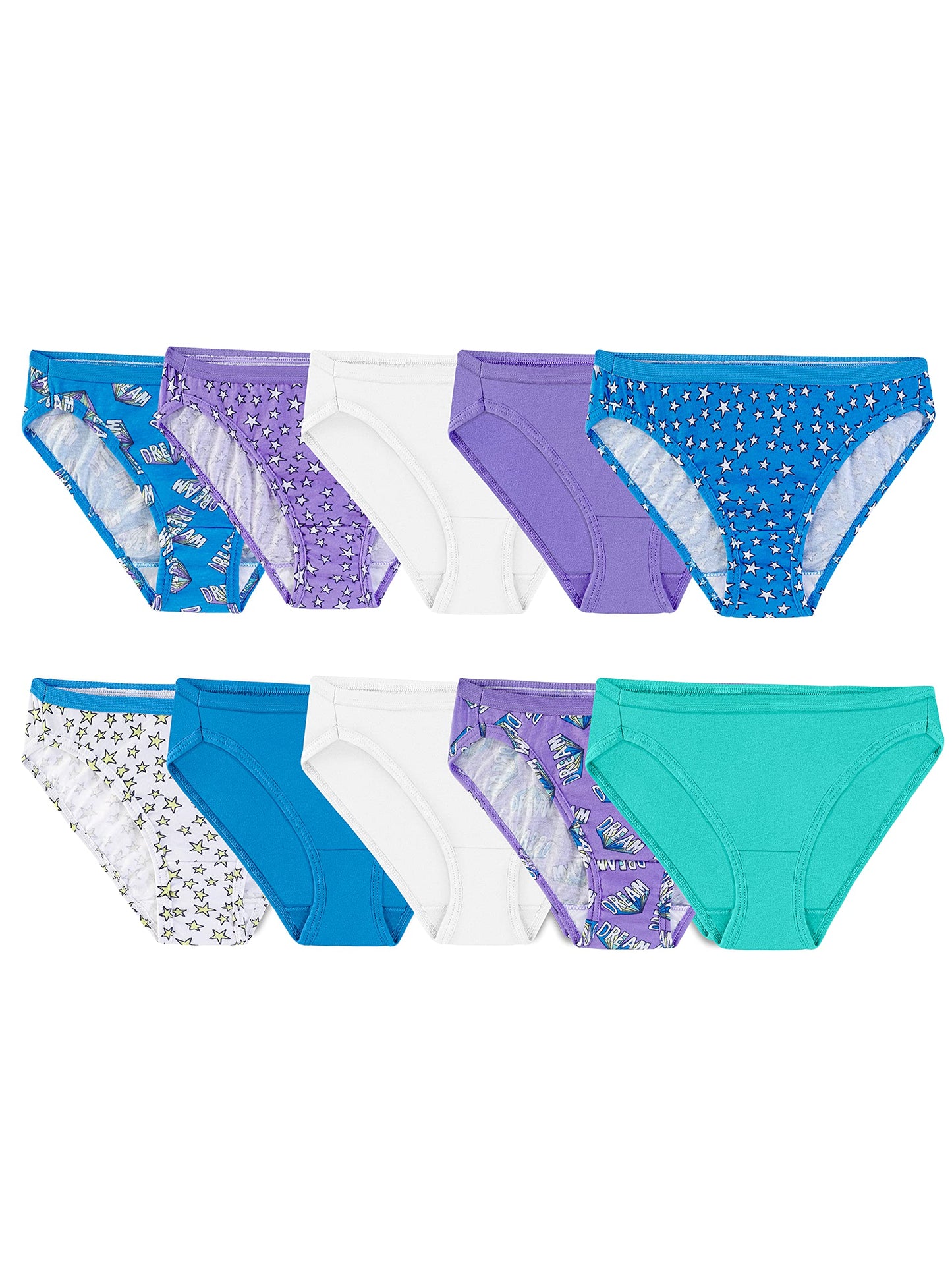 Fruit of the Loom Girls' Big Cotton Bikini Underwear, 14 Pack - Assorted Color/Pattern, 14