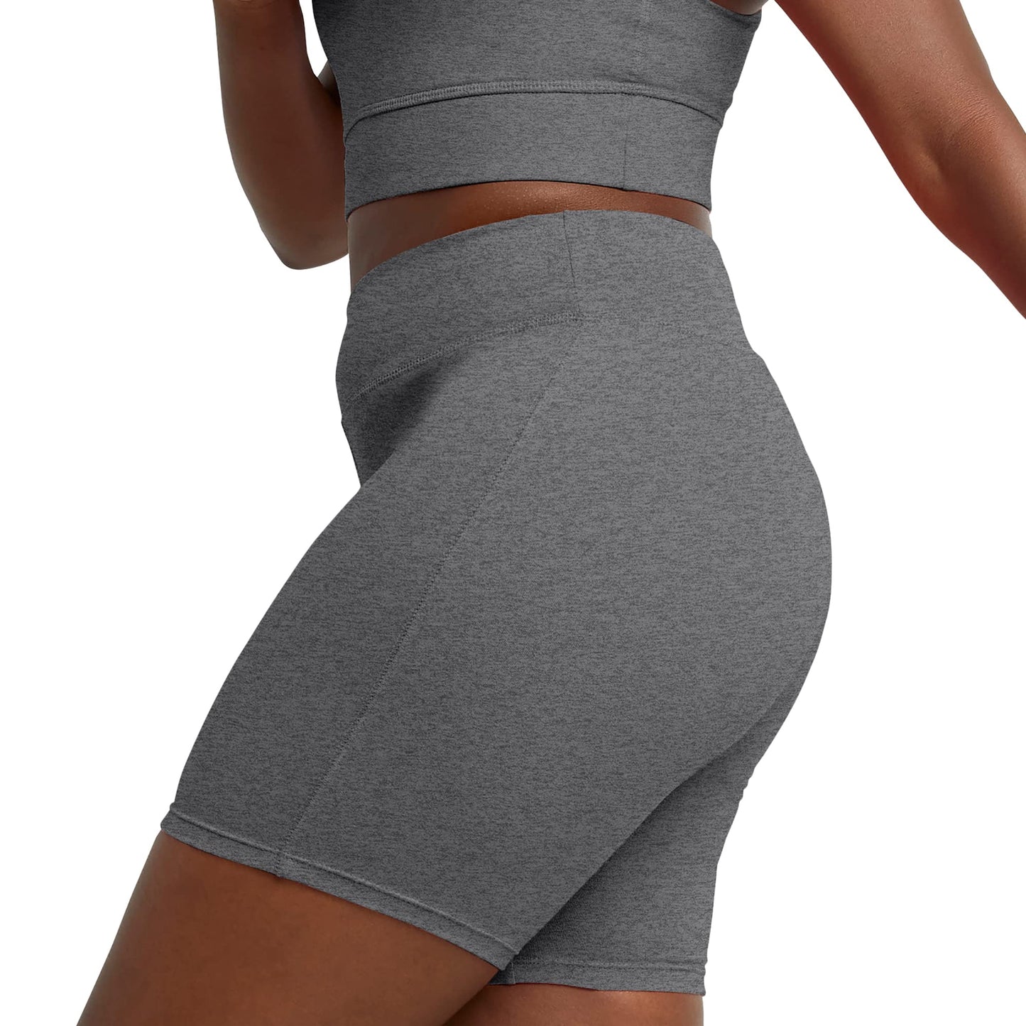 Hanes Women's Stretch Jersey Bike Short, Charcoal Heather, X-Large