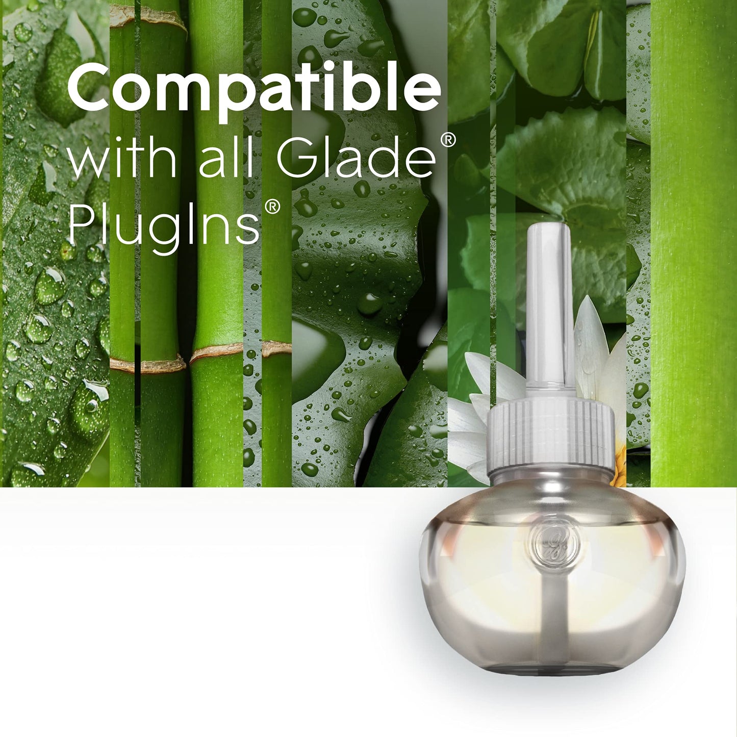 Glade PlugIns Refills Air Freshener, Scented and Essential Oils for Home and Bathroom, Bamboo & Bliss, 3.35 Fl Oz, 5 Count