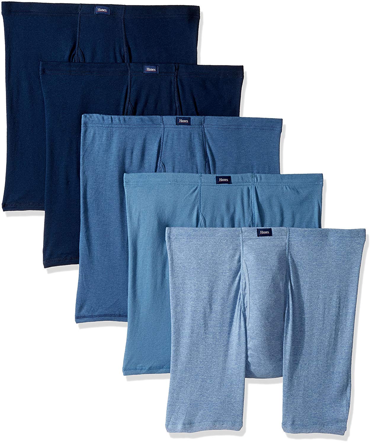 Hanes Men's 5 Pack Comfort Soft Waistband Boxer Briefs (XX-Large, Blue Assorted)