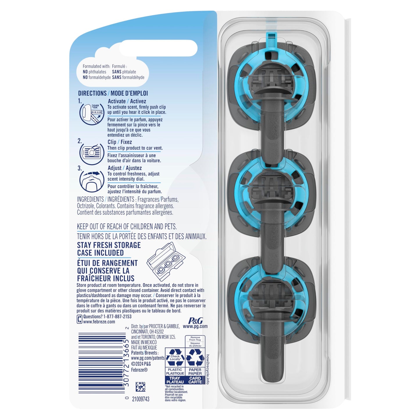 Febreze Car Vent Clips Linen and Sky Air Freshener, 0.04 Pound