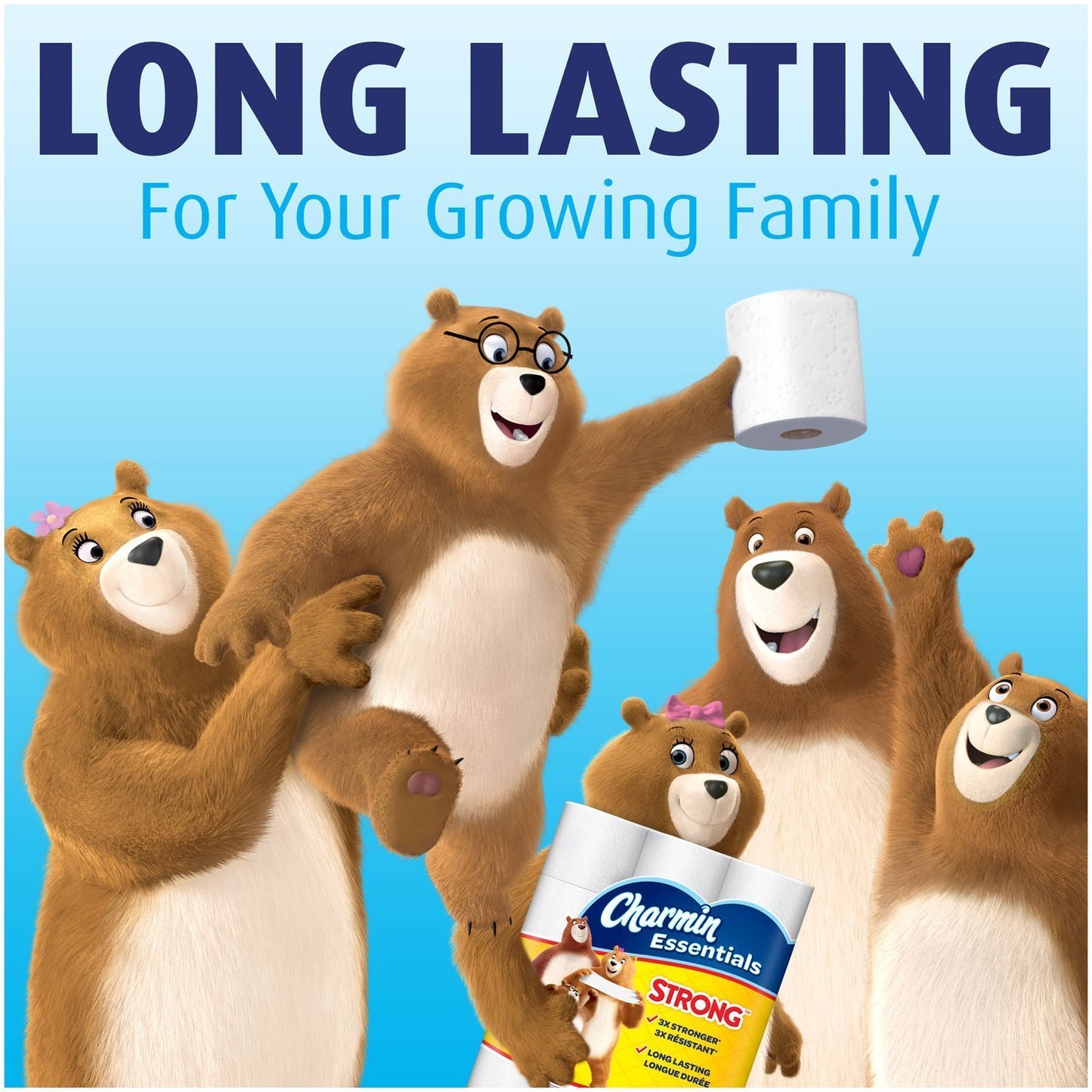 Charmin Essentials Strong Toilet Paper, Bath Tissue, Mega Roll, 12 Count