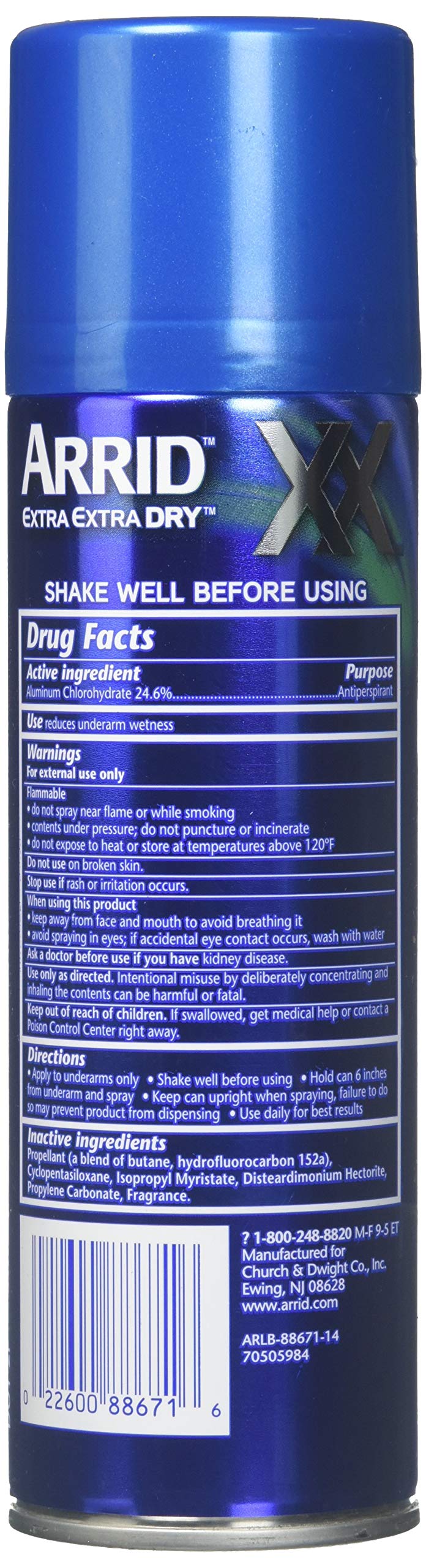 ARRID XX Ultra Clear Anti-Perspirant Deodorant Spray, Ultra Fresh 6 oz (Pack of 4)