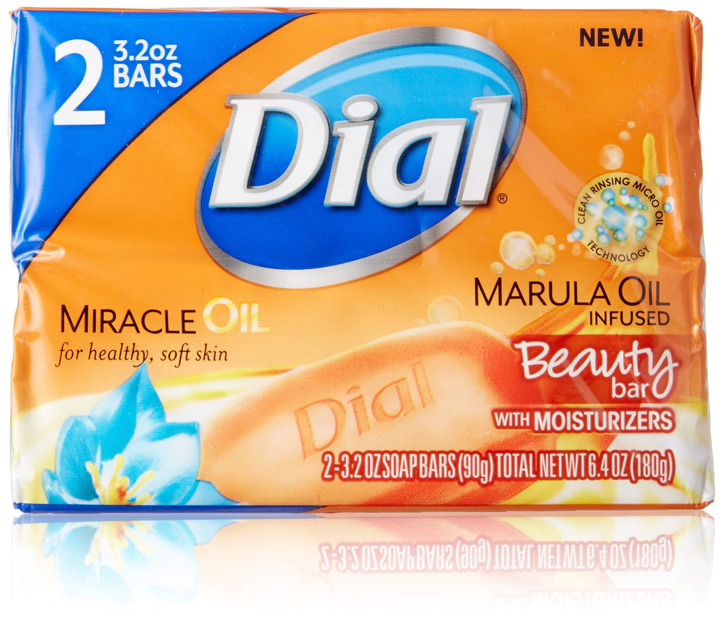 Dial Miracle Oil Bar Soap - 2 (3.2 oz.) Bars with Marula Oil