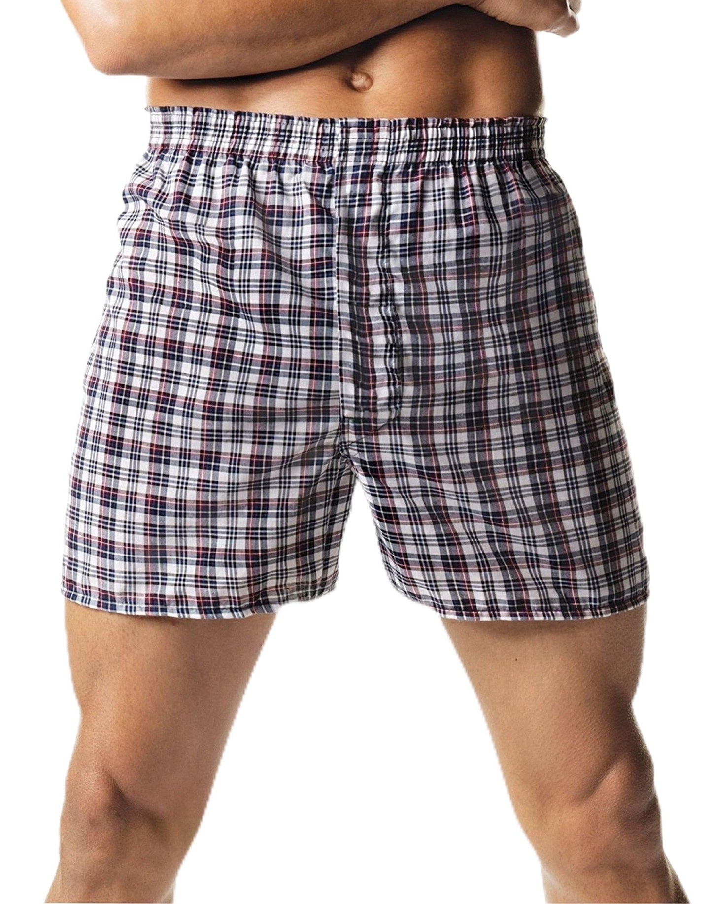 Hanes Men's Plaid Fashion Waistband Boxer 3-Pack (S US (Waist 28-30), Assorted Plaid Exposed)