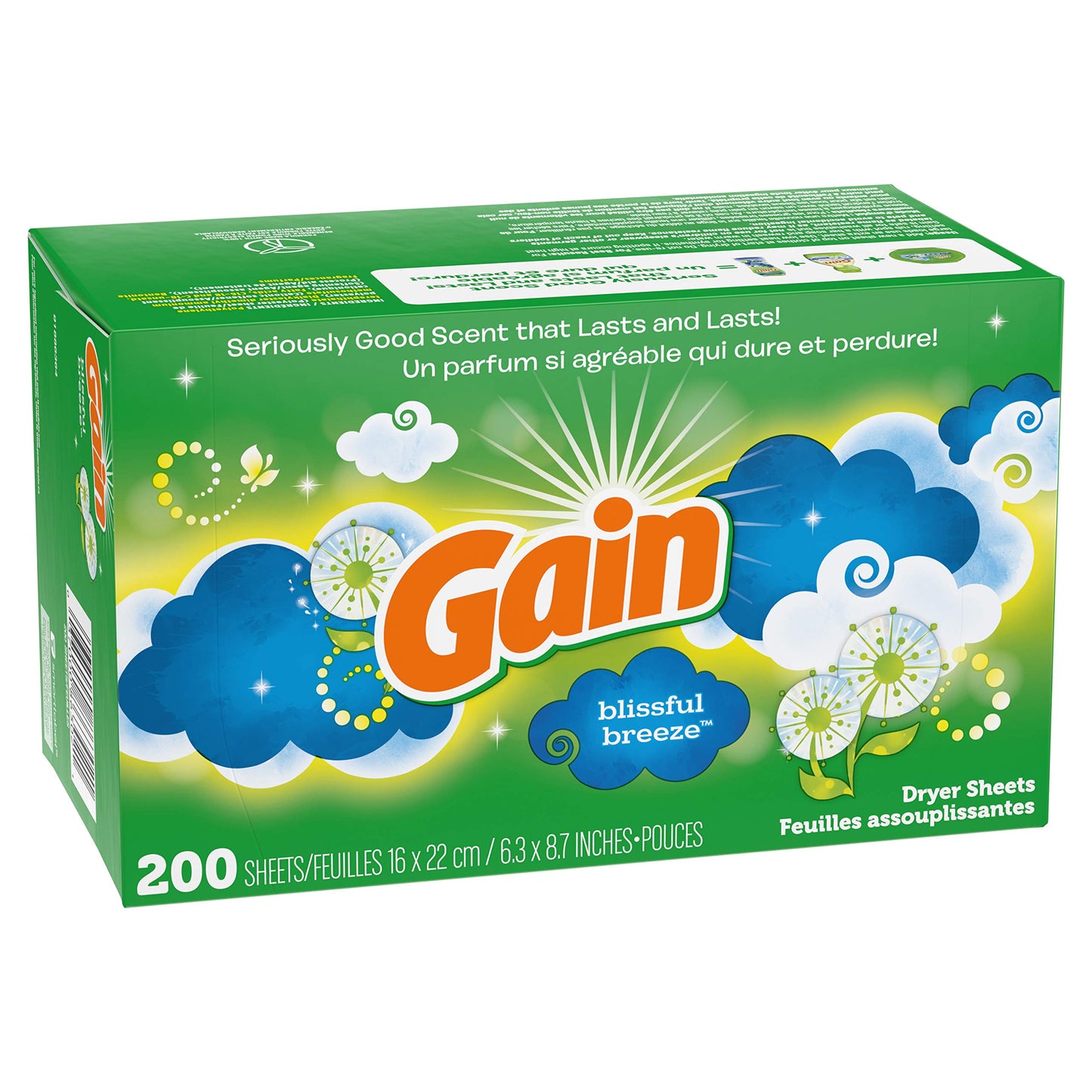 Gain GAIN Fabric Softener Dryer Sheets, Blissful Breeze, 200 Count