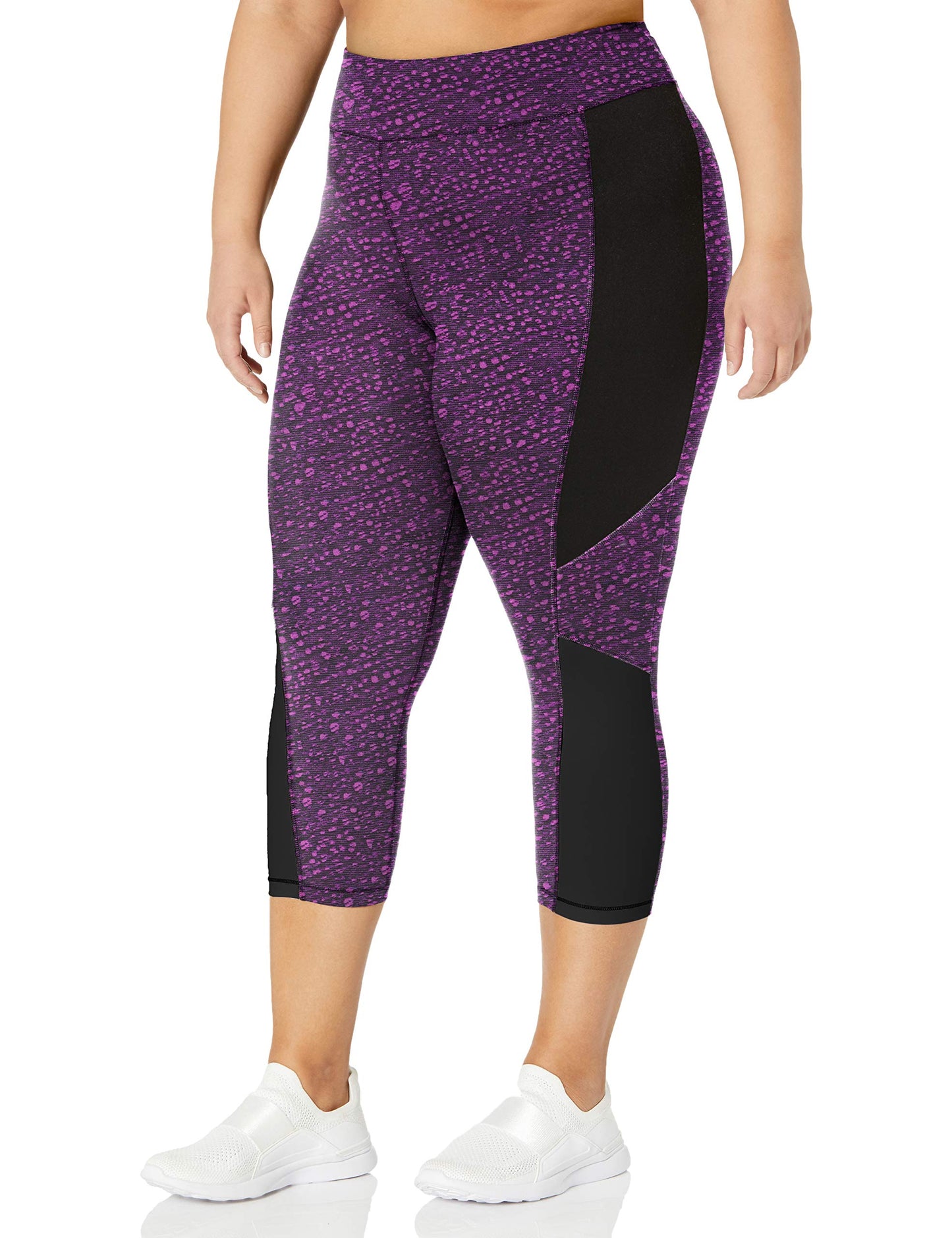 JUST MY SIZE womens Active Pieced Stretch Capri Pants, Spot on Slate Grey/Black, 4X US